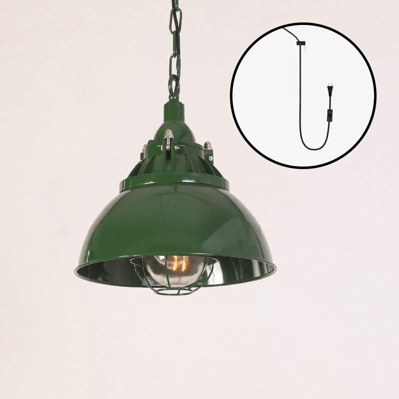 Colaeus Vintage Industrial Swag Green Glass Light - Lamp Copper