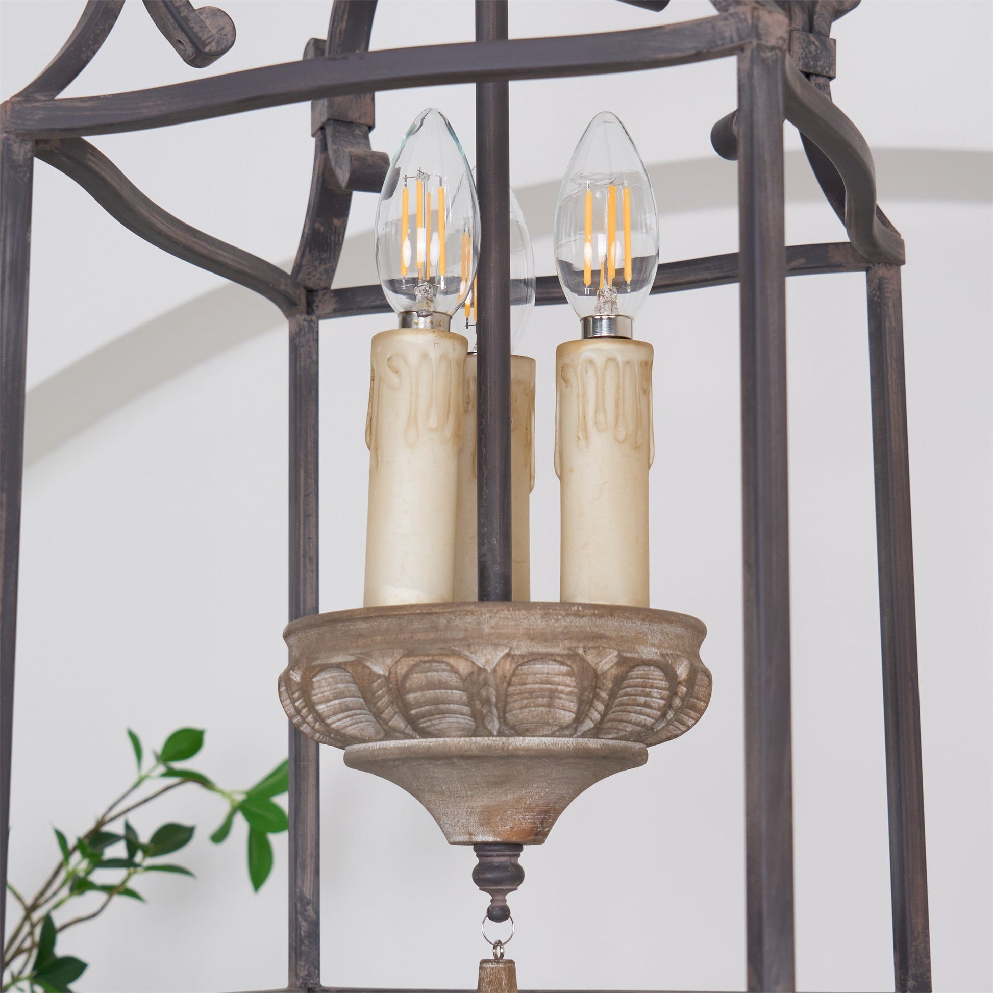 Alirora Traditional Birdcage Hand-carved wooden Chandelier - Lamp Copper