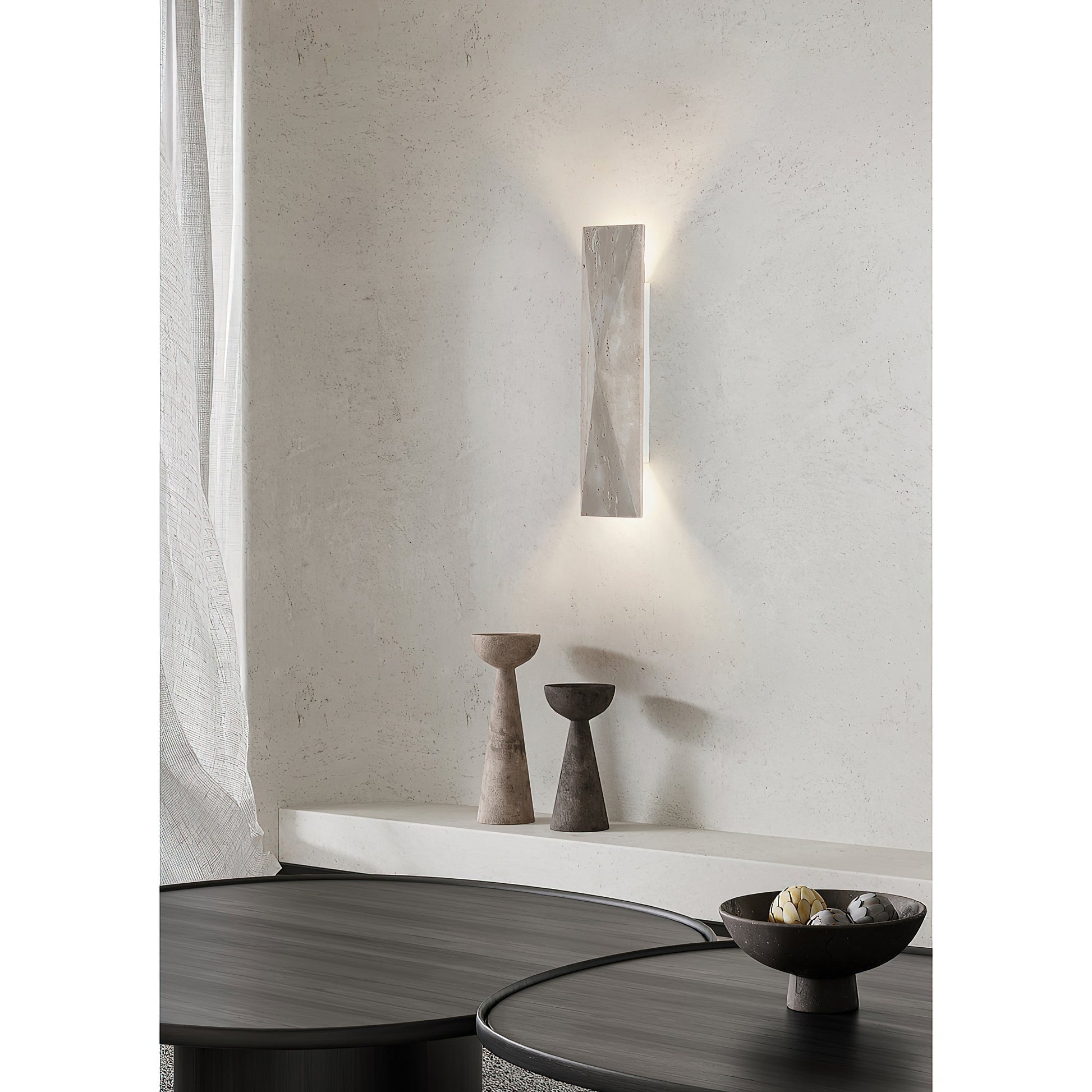 Coloria Modern Minimalist Travertine Wall Lamp - Lamp Copper