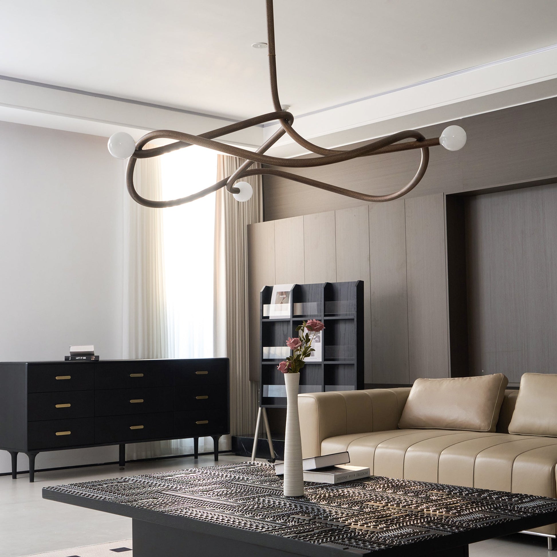 Vadore Modern Minimalist Metal Chandelier - Lamp Copper