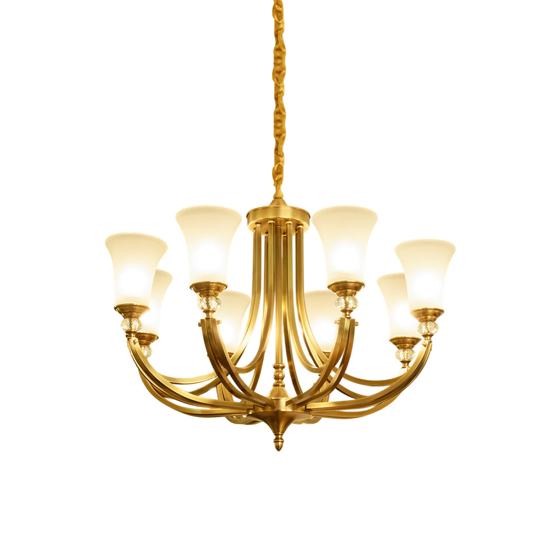 Ordoran Vintage Industrial Brass Glass Chandelier - Lamp Copper