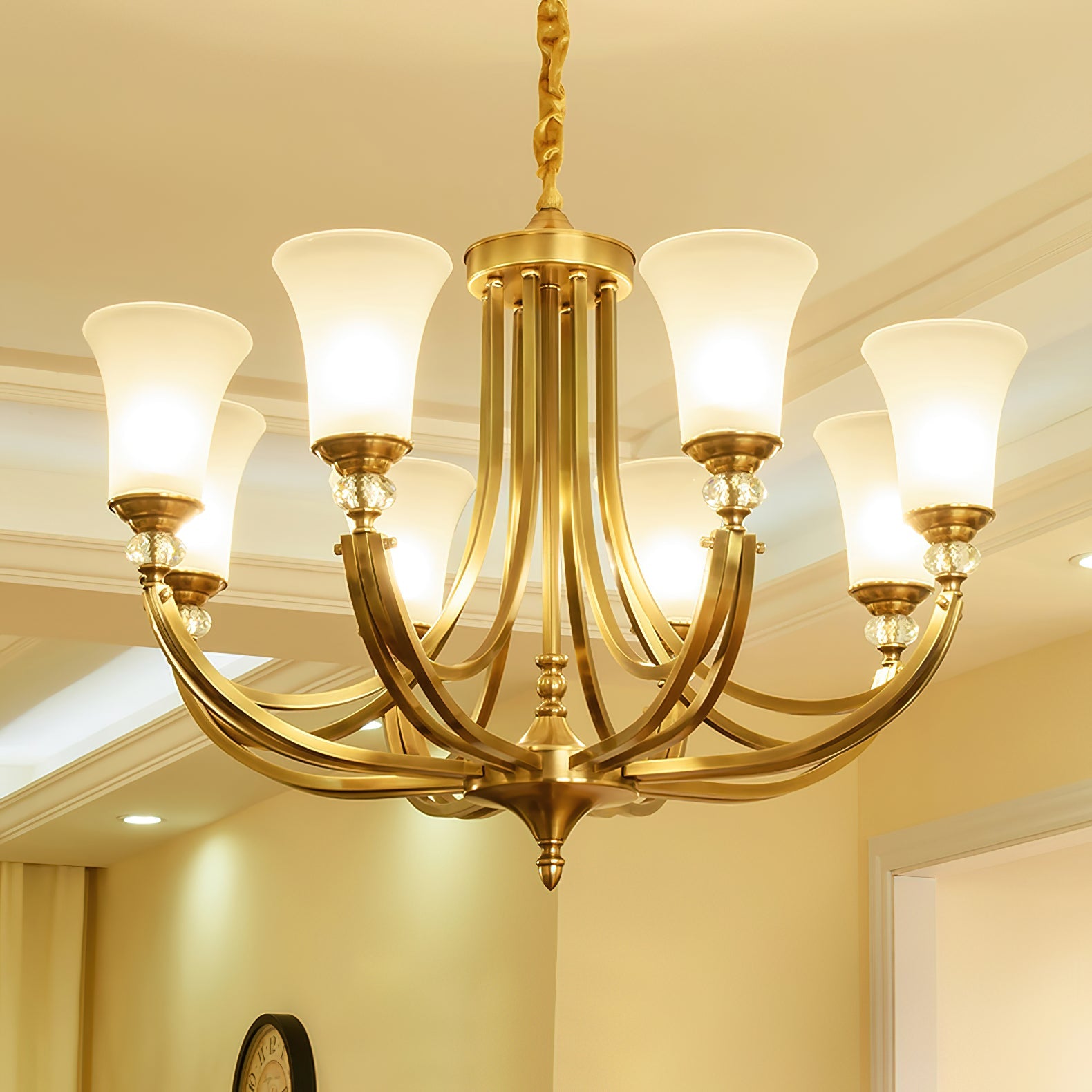 Ordoran Vintage Industrial Brass Glass Chandelier - Lamp Copper