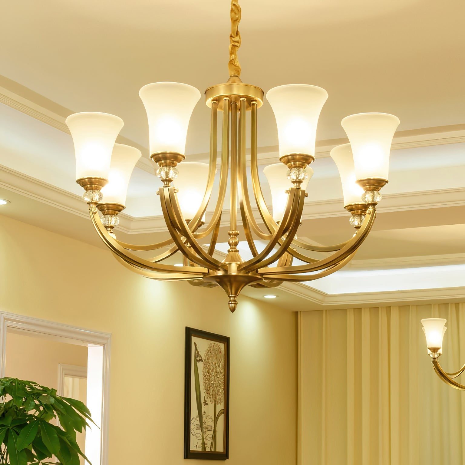 Ordoran Vintage Industrial Brass Glass Chandelier - Lamp Copper