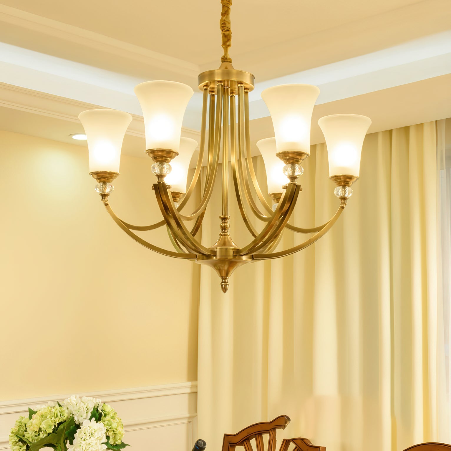 Ordoran Vintage Industrial Brass Glass Chandelier - Lamp Copper