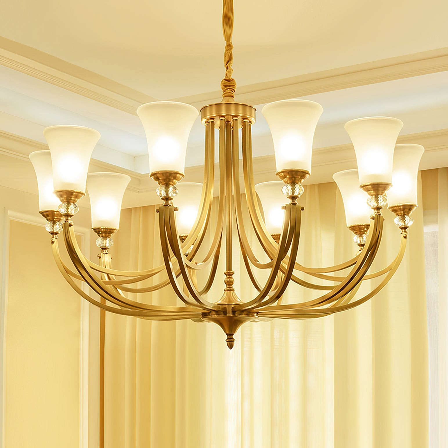 Ordoran Vintage Industrial Brass Glass Chandelier - Lamp Copper