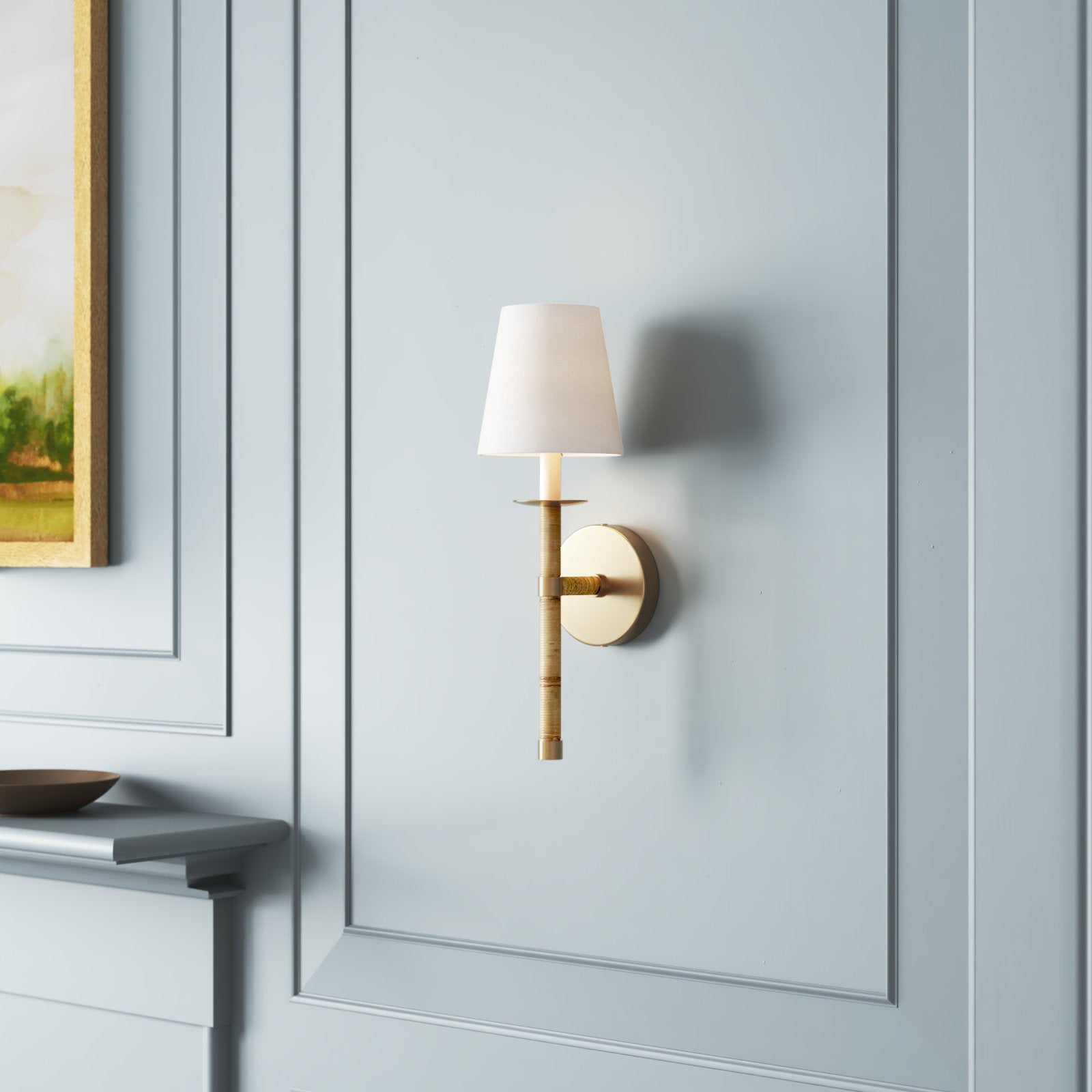 Conoror Elegance Vintage Brass Fabric Wall Lamp - Lamp Copper