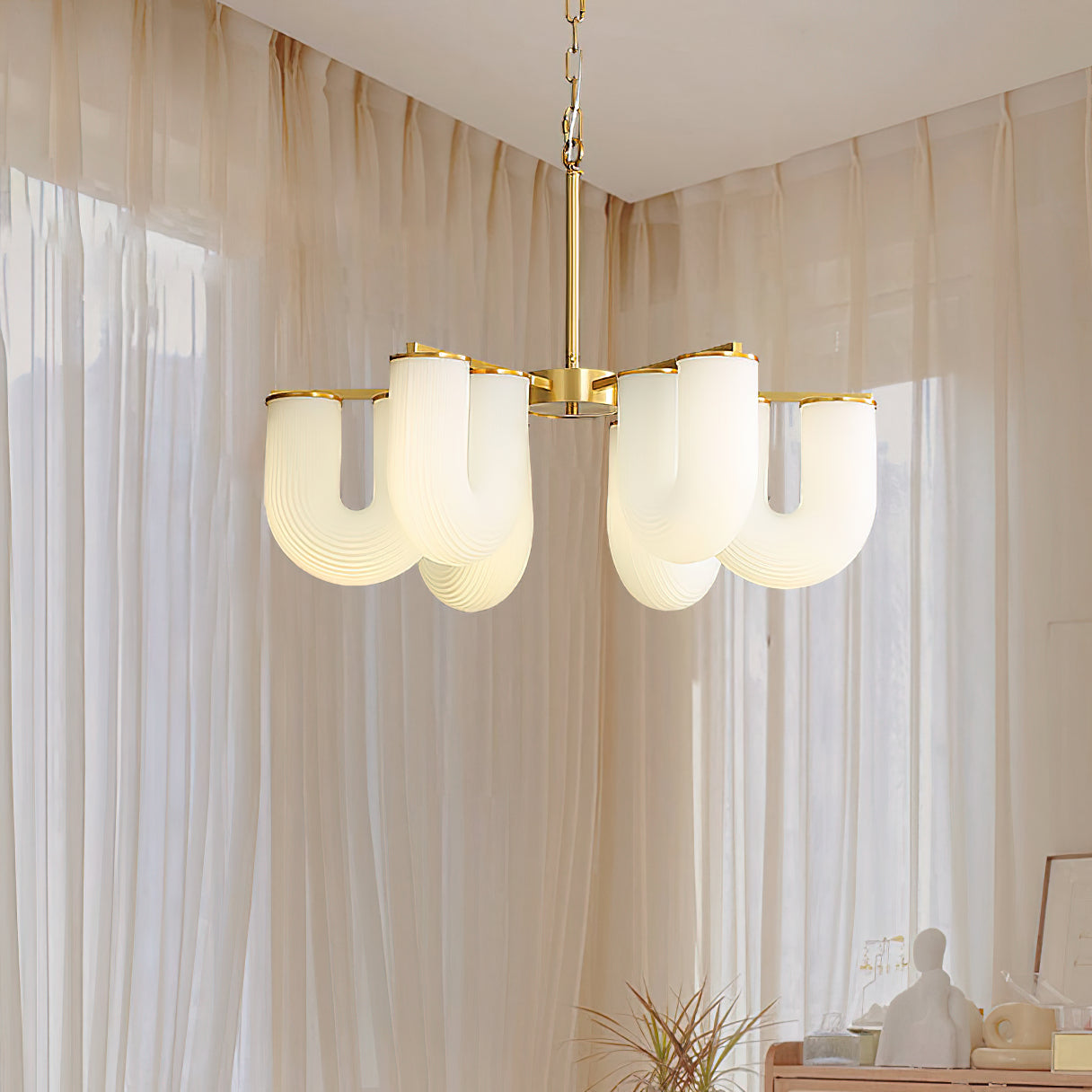 Lyshaos Premium Nordic Art Shaped Metal Chandelier - Lamp Copper