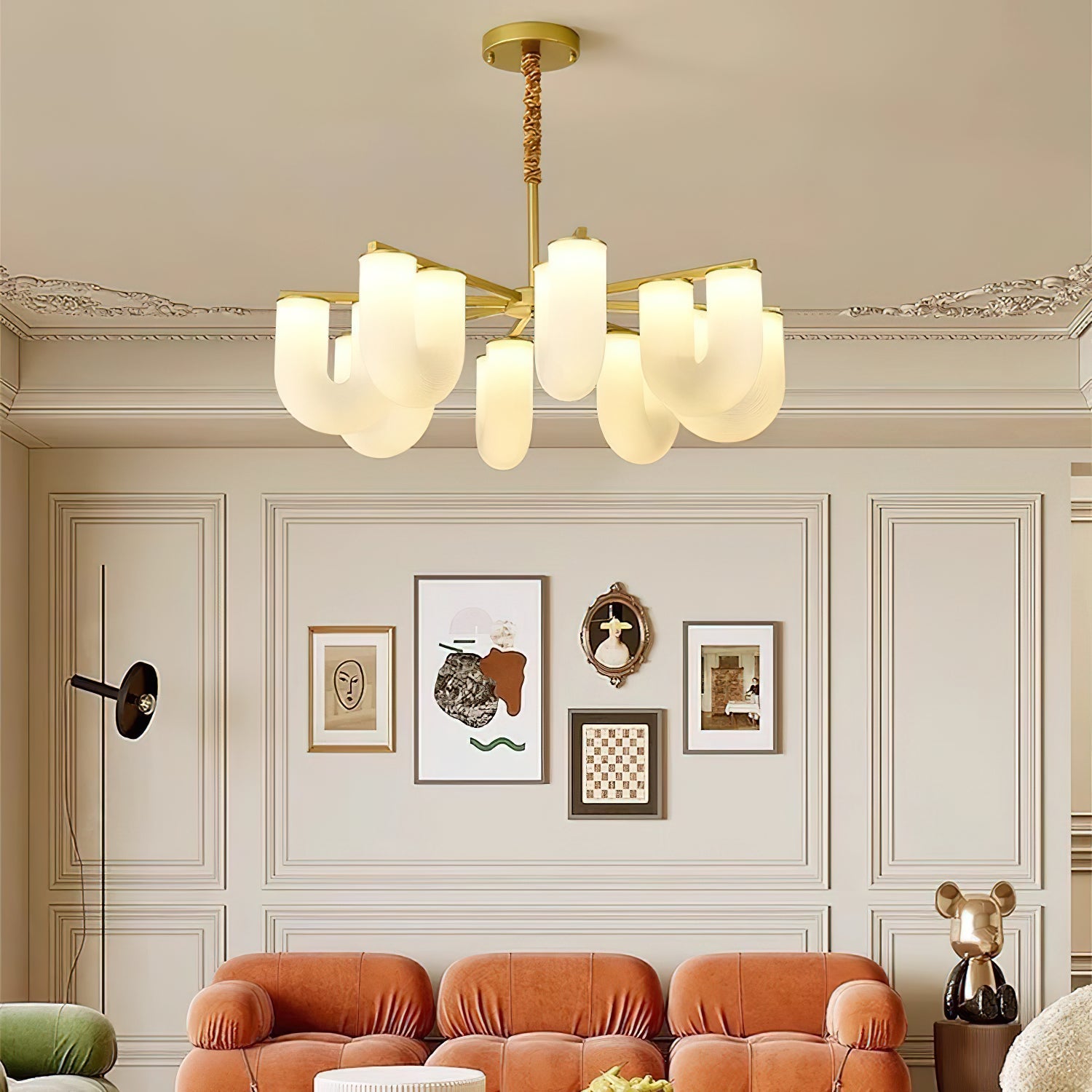 Lyshaos Premium Nordic Art Shaped Metal Chandelier - Lamp Copper