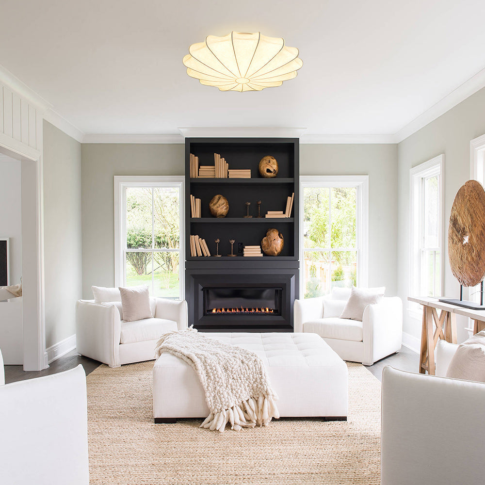 Lunari Mid-Century Modern Silk Flush Mount Light