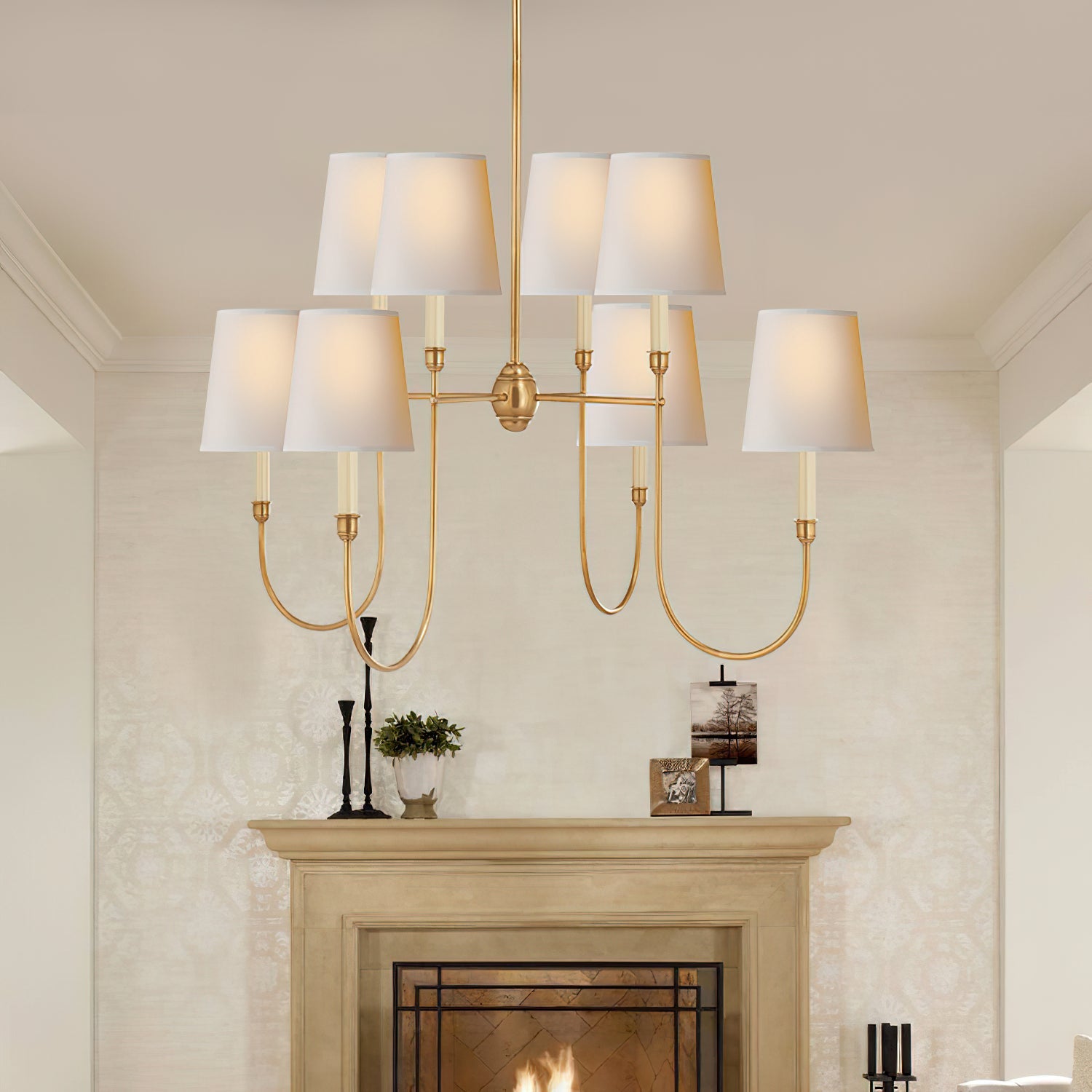 Nyshair Vintage Industrial Brass Fabric Chandelier - Lamp Copper