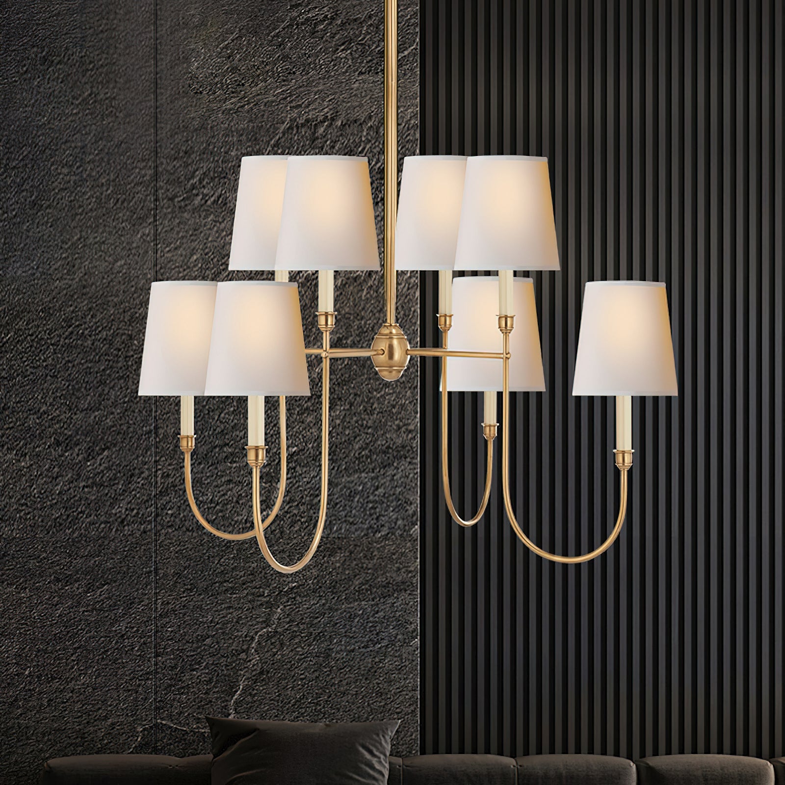 Nyshair Vintage Industrial Brass Fabric Chandelier - Lamp Copper
