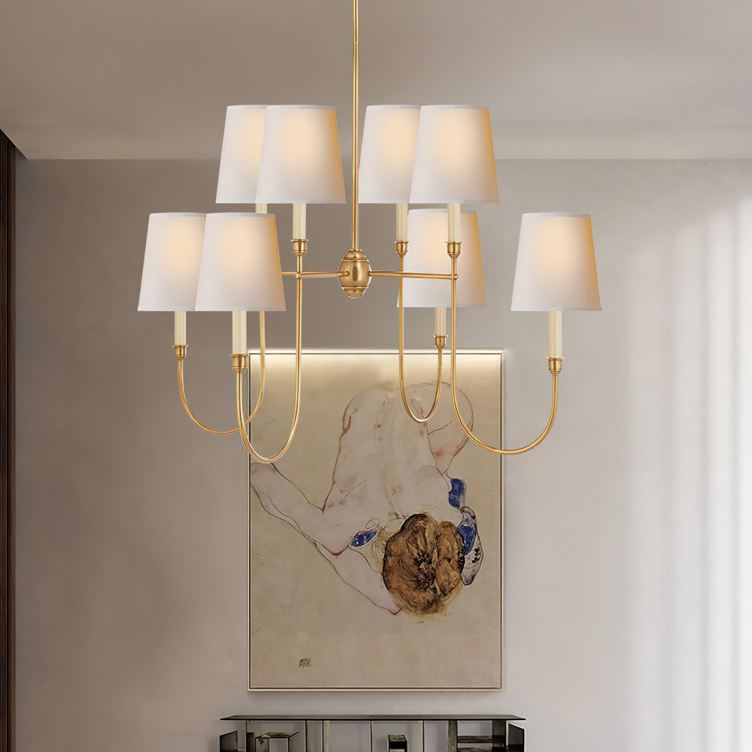 Nyshair Vintage Industrial Brass Fabric Chandelier - Lamp Copper