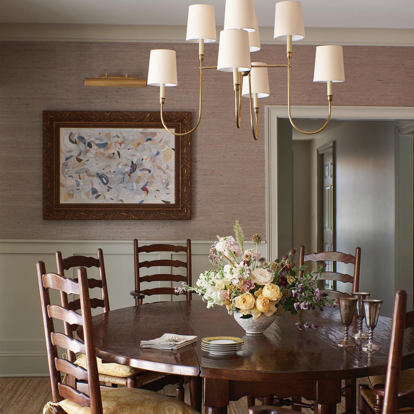 Nyshair Vintage Industrial Brass Fabric Chandelier - Lamp Copper