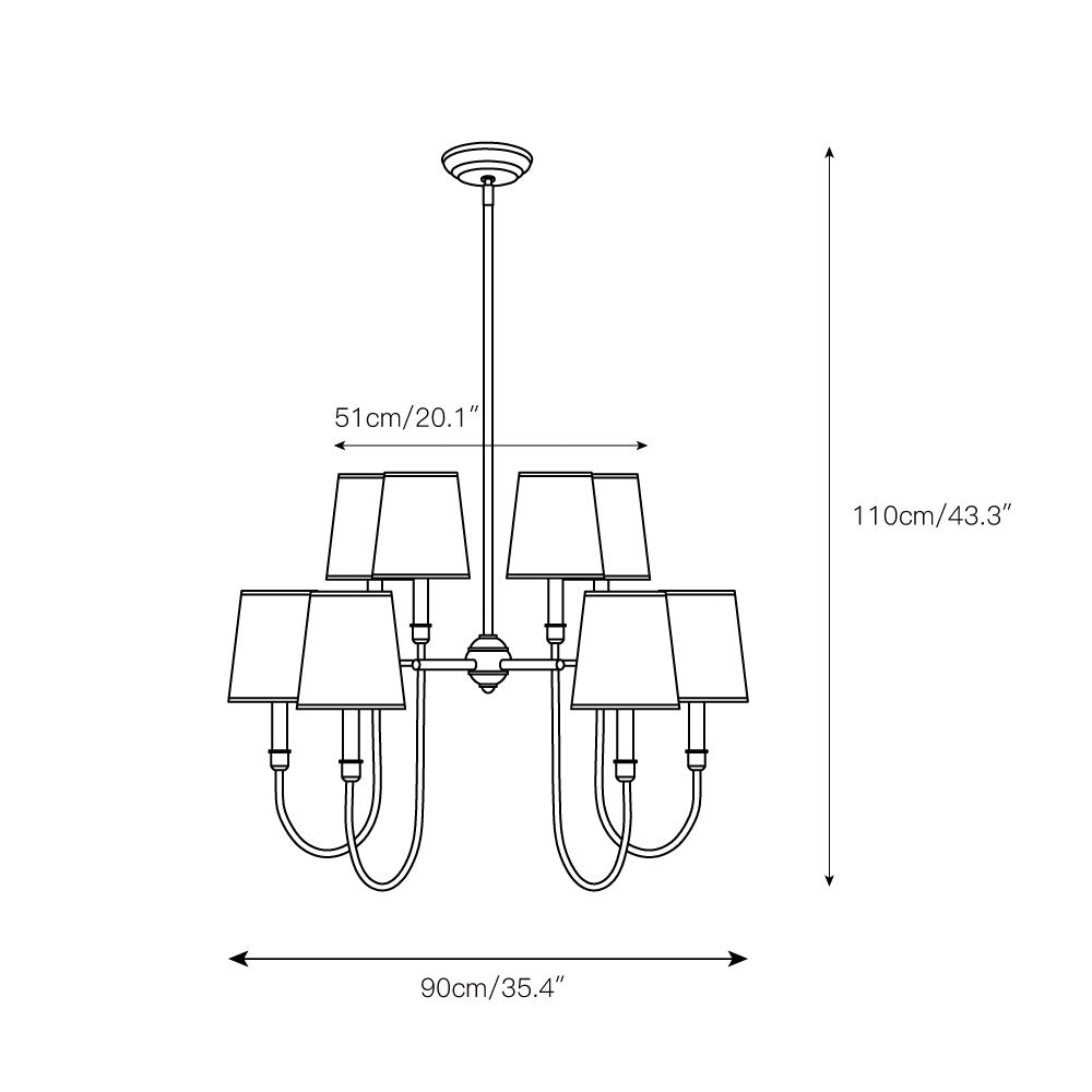 Nyshair Vintage Industrial Brass Fabric Chandelier - Lamp Copper