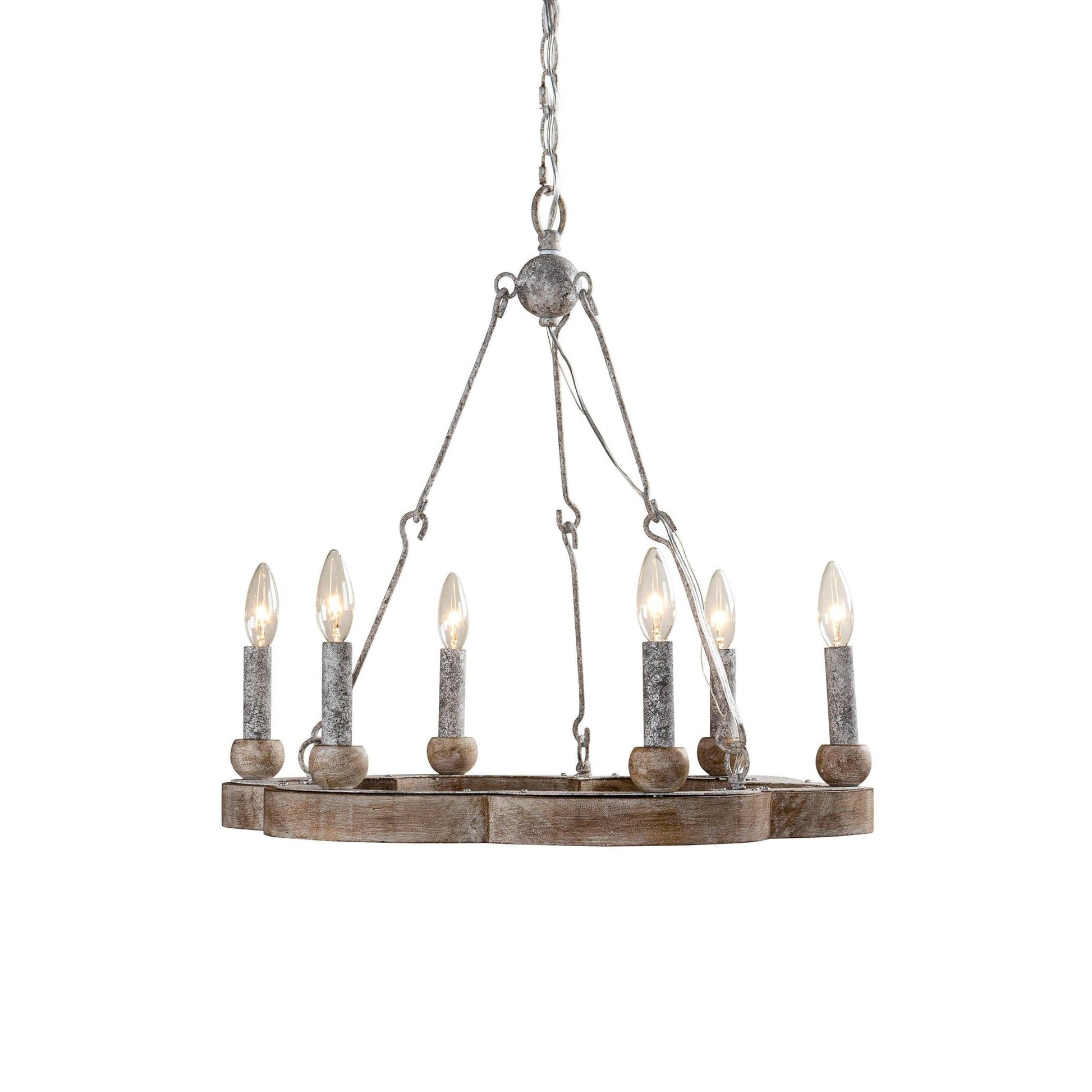 Mysilora Vintage Industrial Wheel Wood Metal Chandelier - Lamp Copper