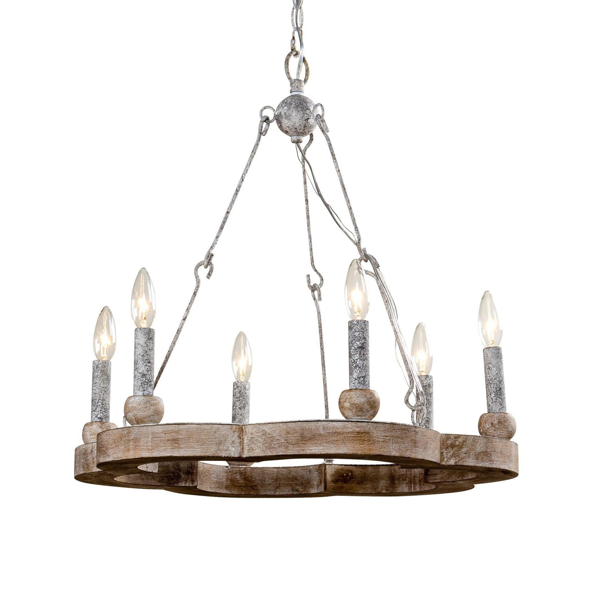 Mysilora Vintage Industrial Wheel Wood Metal Chandelier - Lamp Copper
