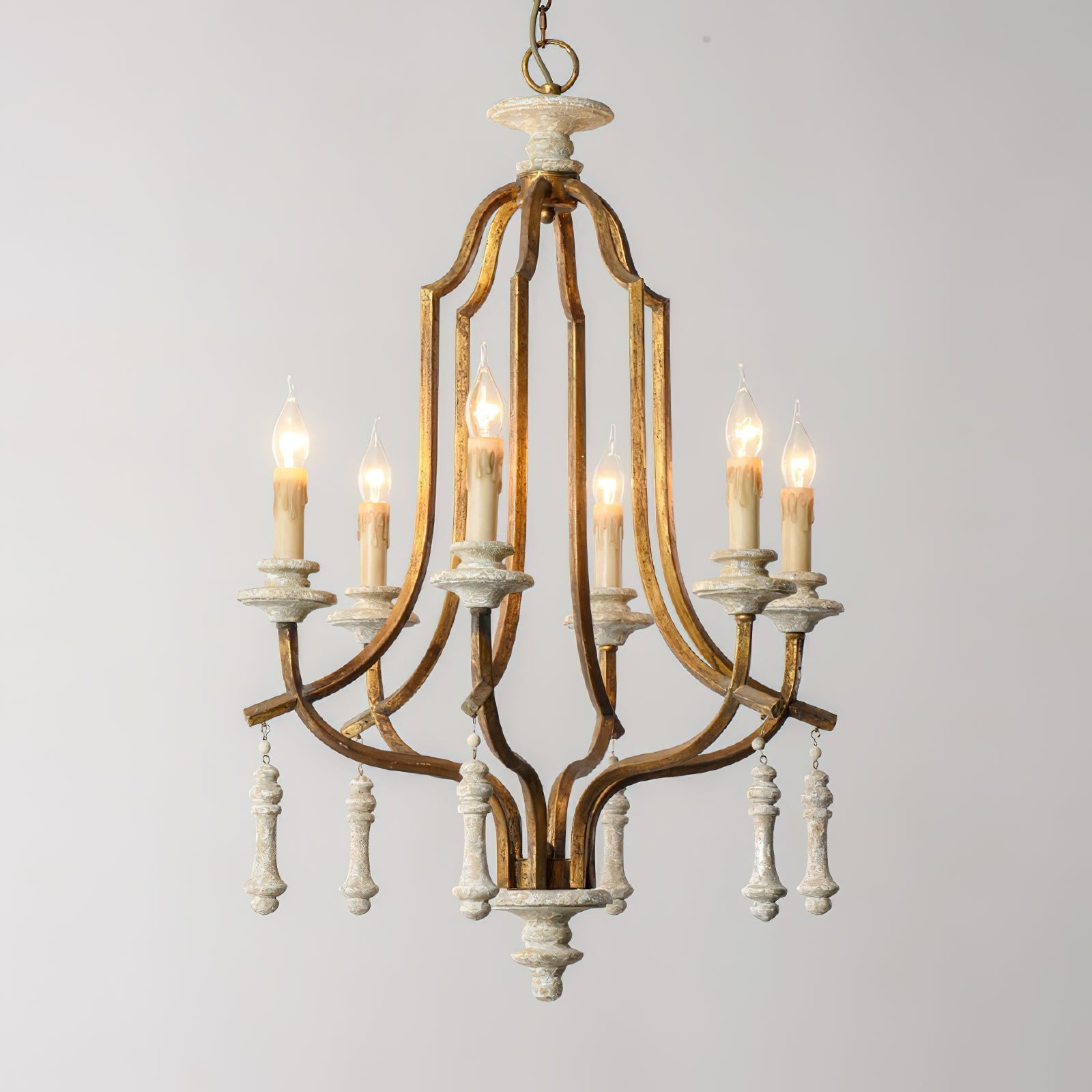 Arsoliel Vintage Luxury Metal Wood Chandelier - Lamp Copper