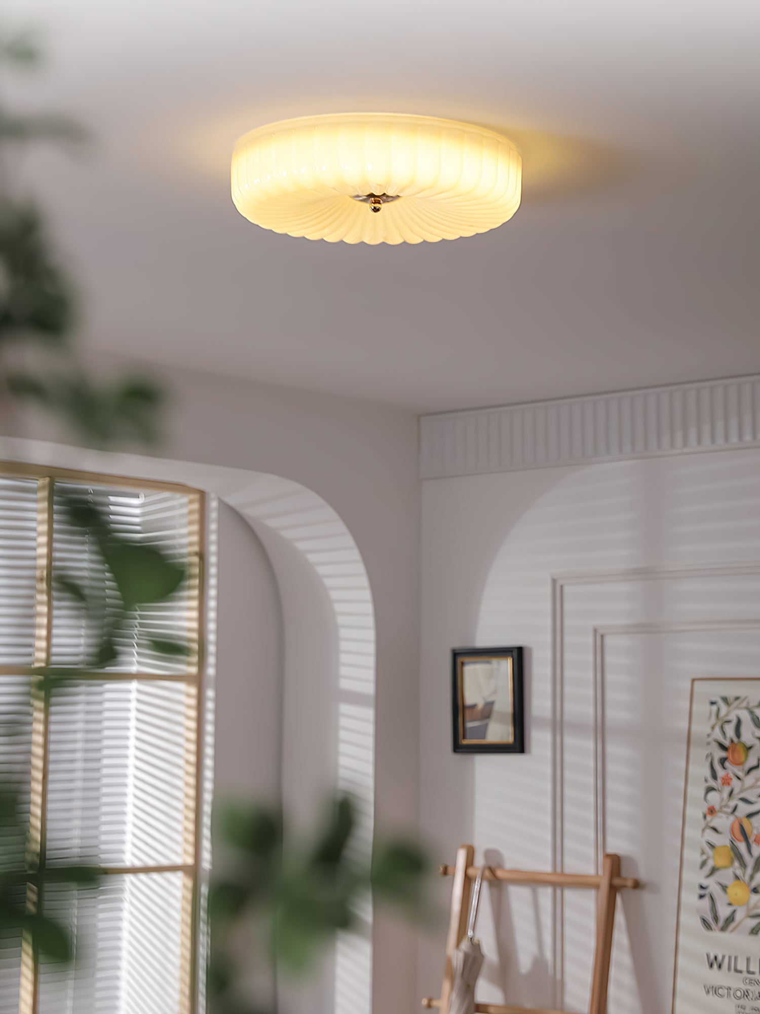 Zathee Modern Minimalist Glass Metal Flush Mount Ceiling Light - Lamp Copper