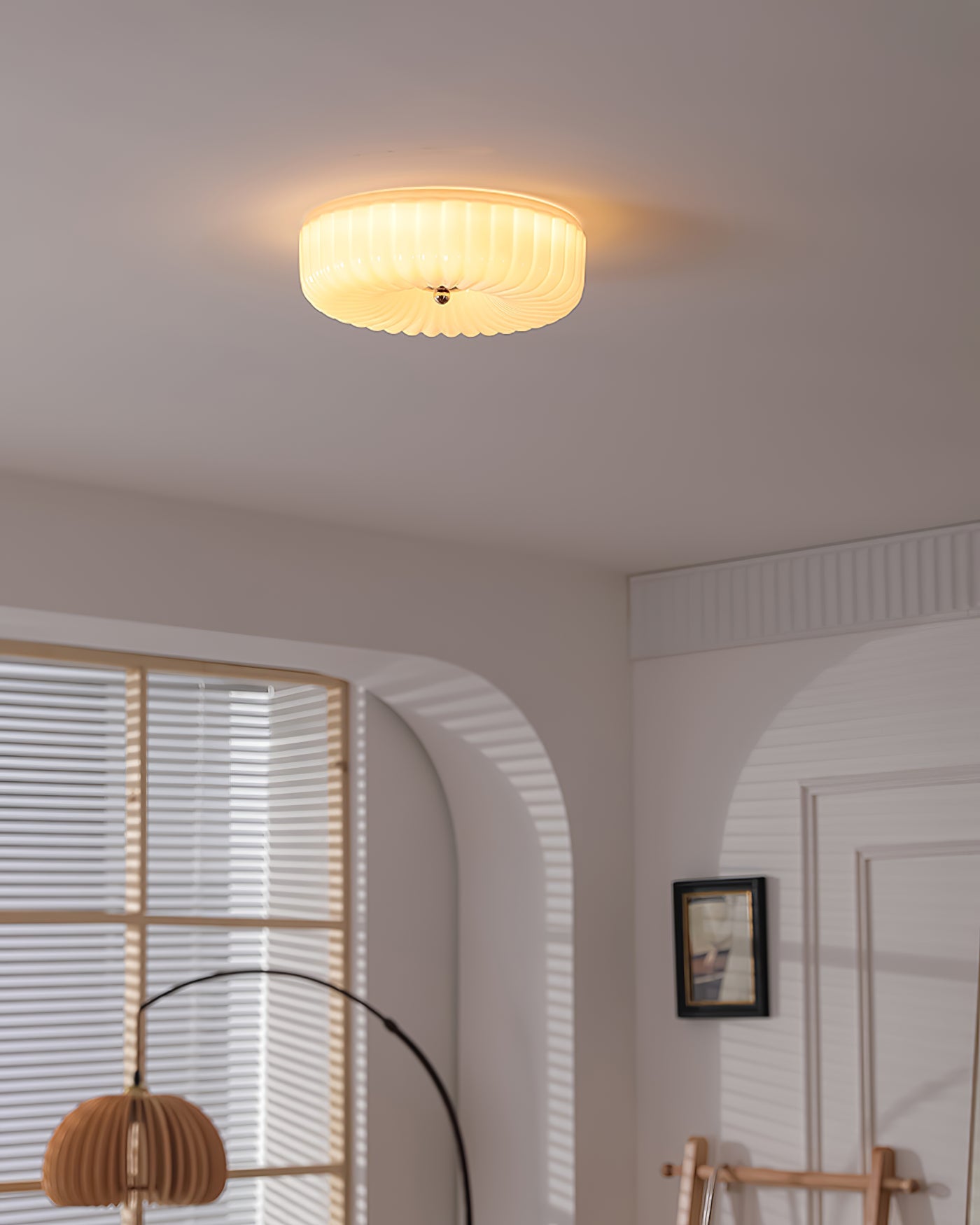 Zathee Modern Minimalist Glass Metal Flush Mount Ceiling Light - Lamp Copper