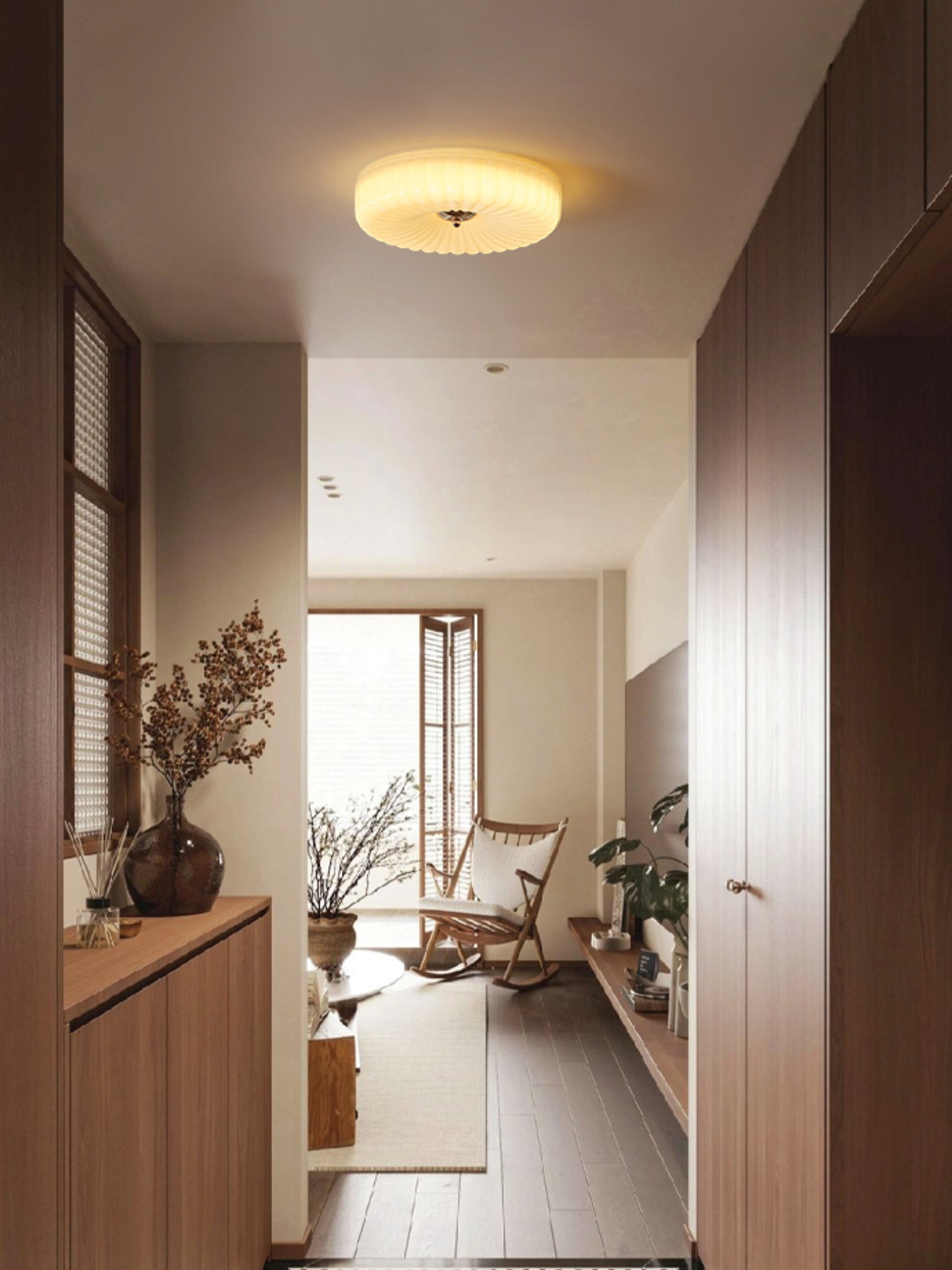Zathee Modern Minimalist Glass Metal Flush Mount Ceiling Light - Lamp Copper