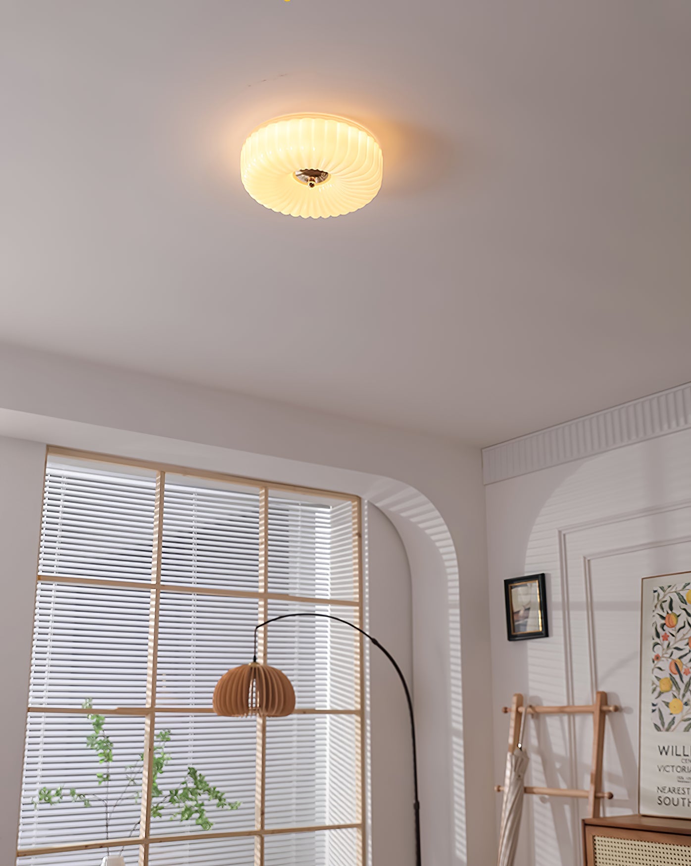 Zathee Modern Minimalist Glass Metal Flush Mount Ceiling Light - Lamp Copper