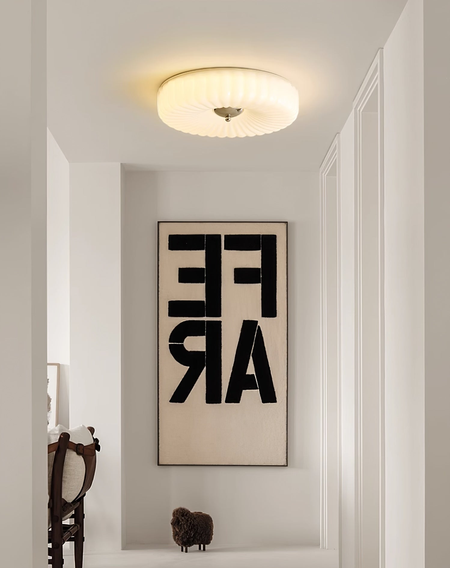 Zathee Modern Minimalist Glass Metal Flush Mount Ceiling Light - Lamp Copper