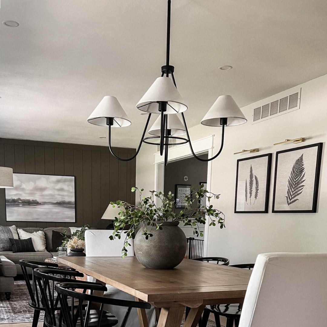 Ellaeara Vintage Industrial Black Fabric Chandelier - Lamp Copper