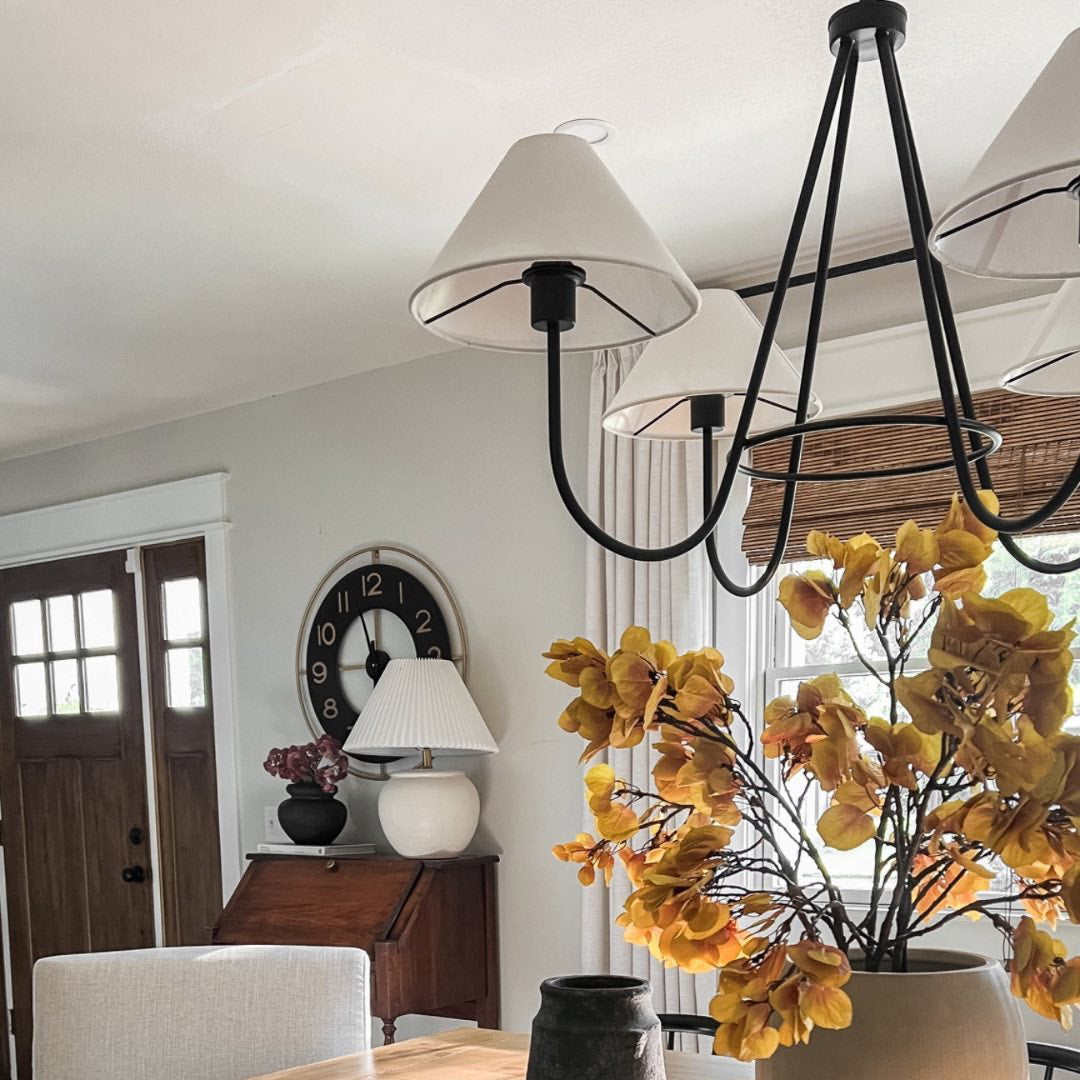 Ellaeara Vintage Industrial Black Fabric Chandelier - Lamp Copper