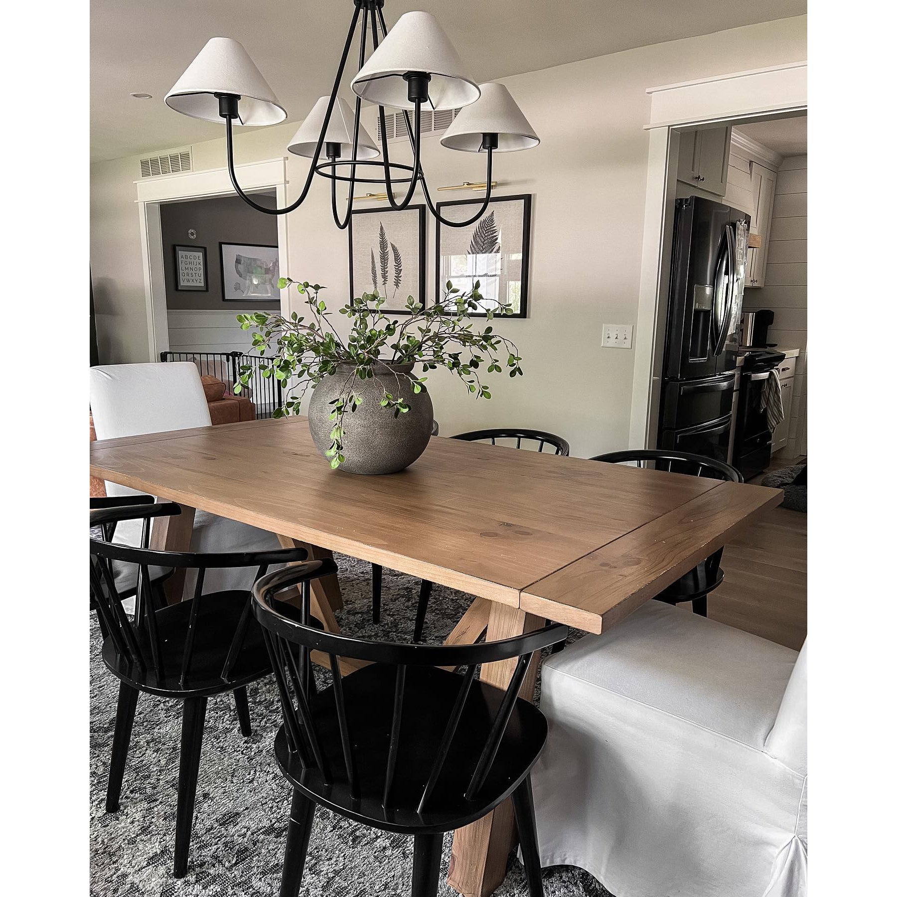 Ellaeara Vintage Industrial Black Fabric Chandelier - Lamp Copper