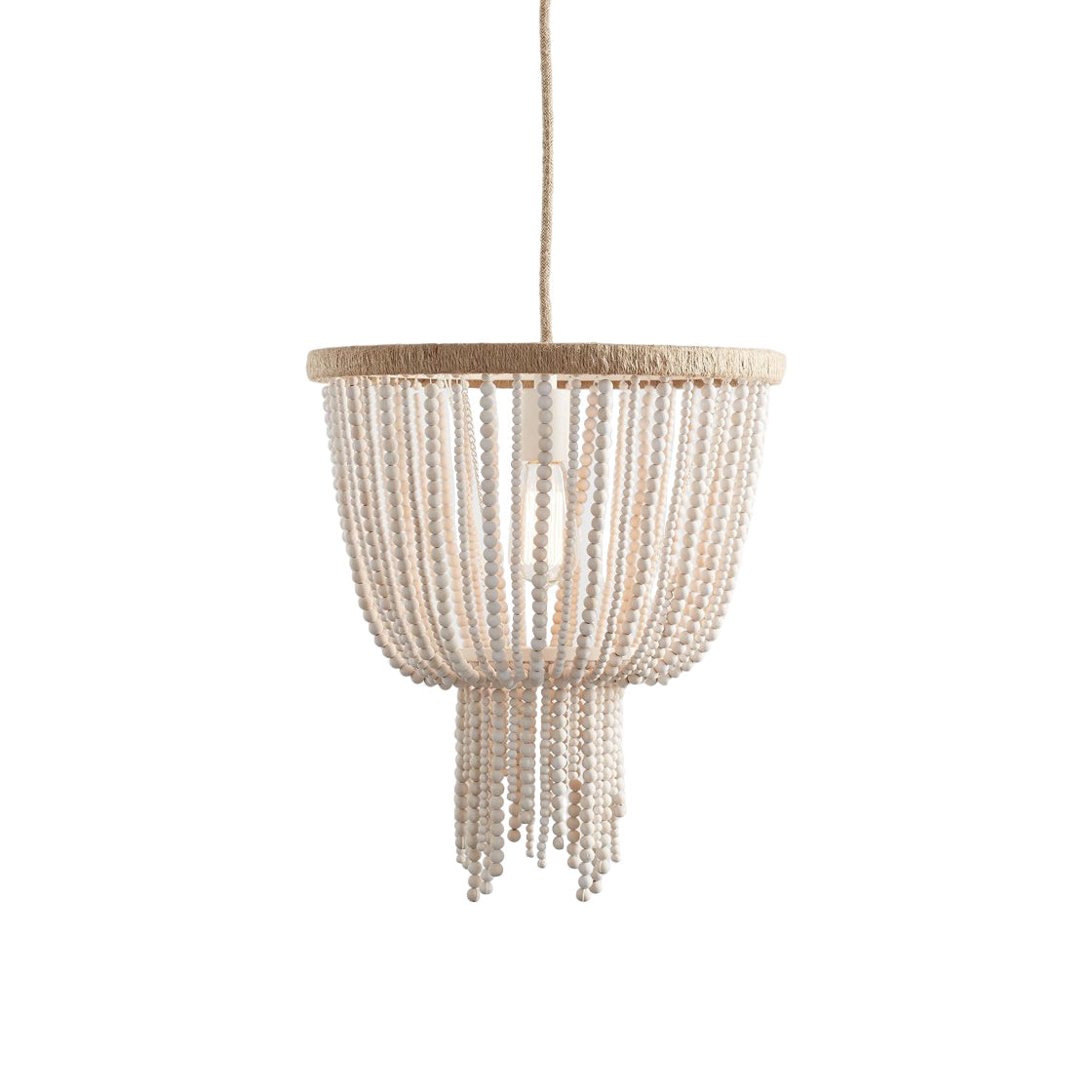 Himinuvyi Modern Beaded  Wooden Rope Metal Chandelier