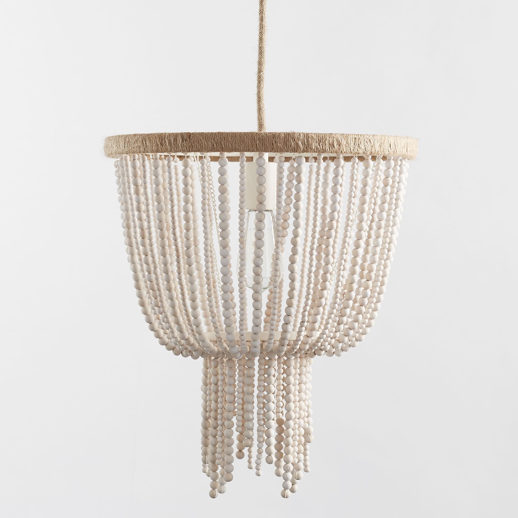 Himinuvyi Modern Beaded  Wooden Rope Metal Chandelier