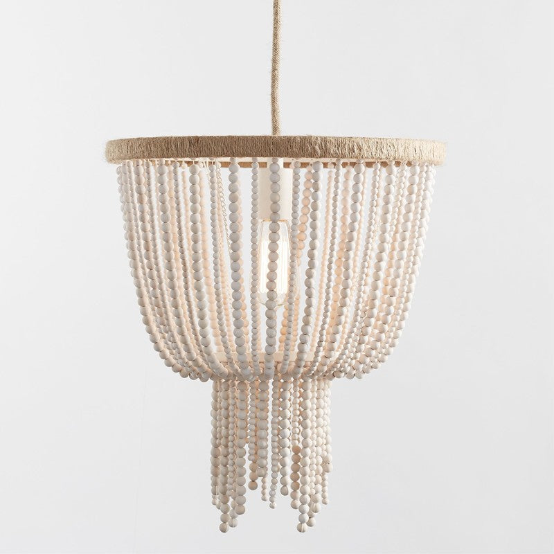 Himinuvyi Modern Beaded  Wooden Rope Metal Chandelier