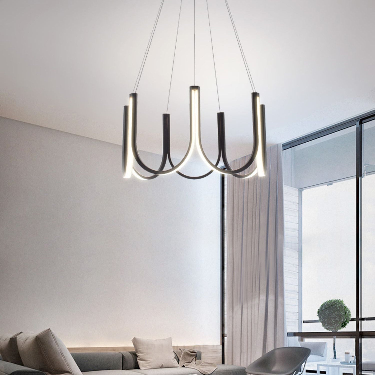 Otheara Modern Minimalist LED Metal Chandelier - Lamp Copper