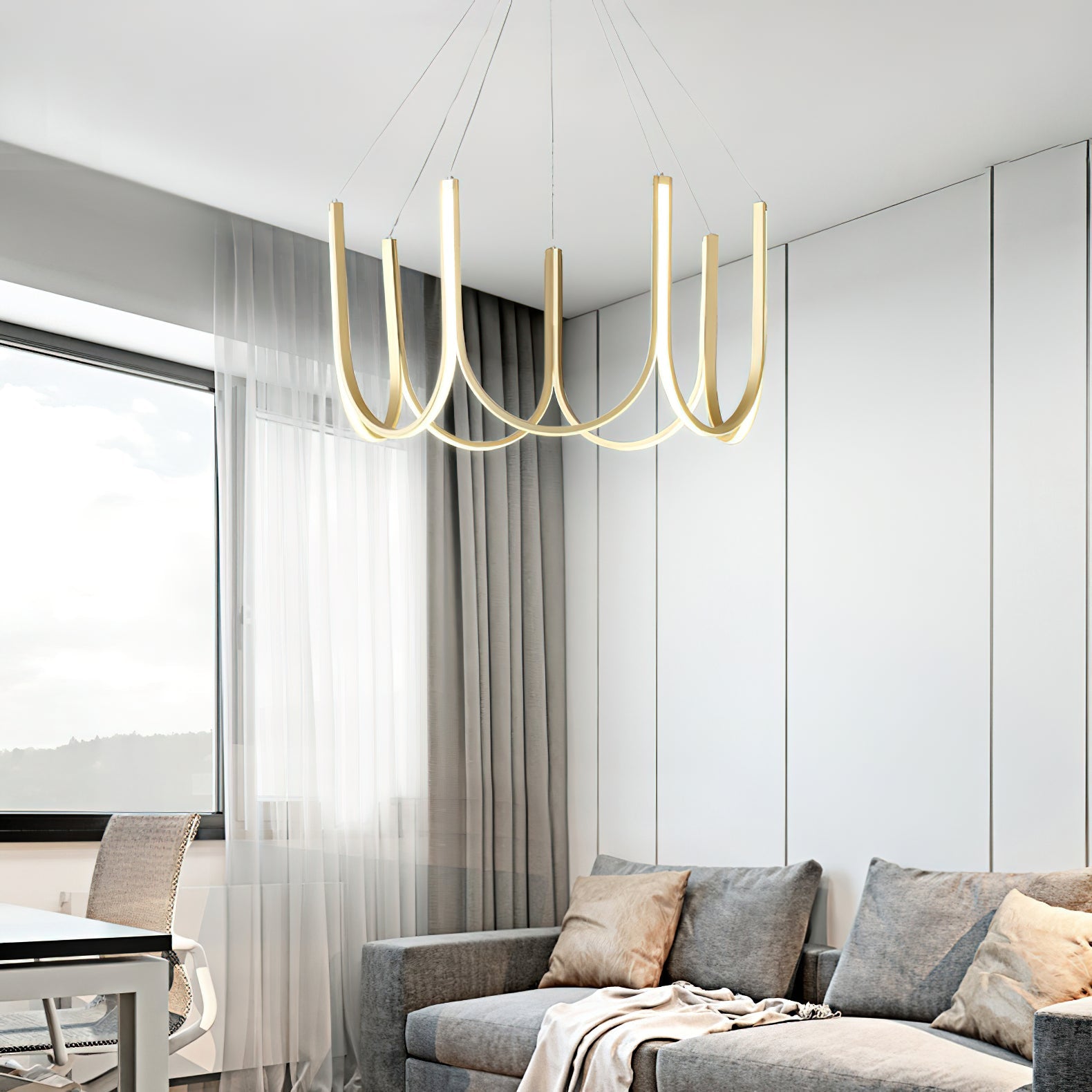 Otheara Modern Minimalist LED Metal Chandelier - Lamp Copper