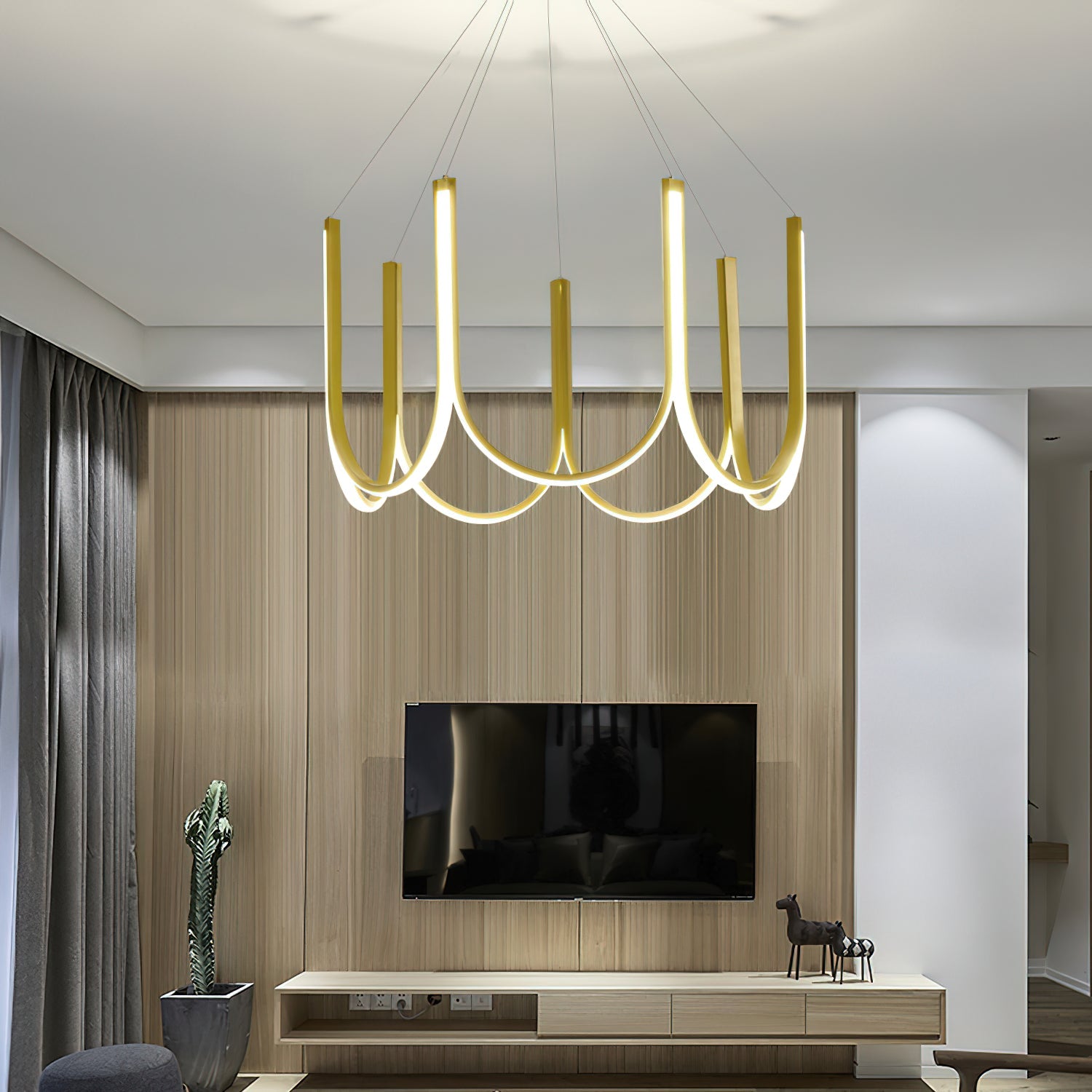 Otheara Modern Minimalist LED Metal Chandelier - Lamp Copper