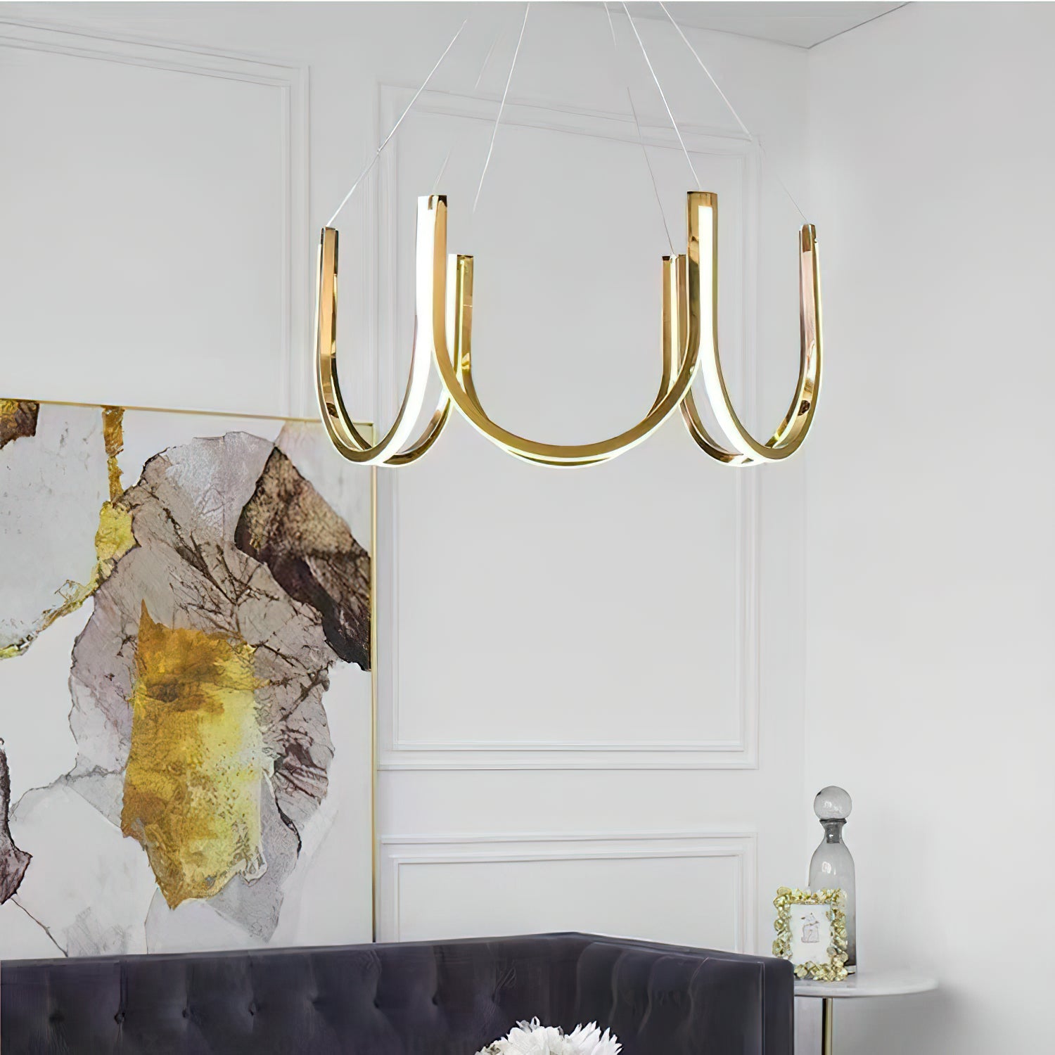 Otheara Modern Minimalist LED Metal Chandelier - Lamp Copper