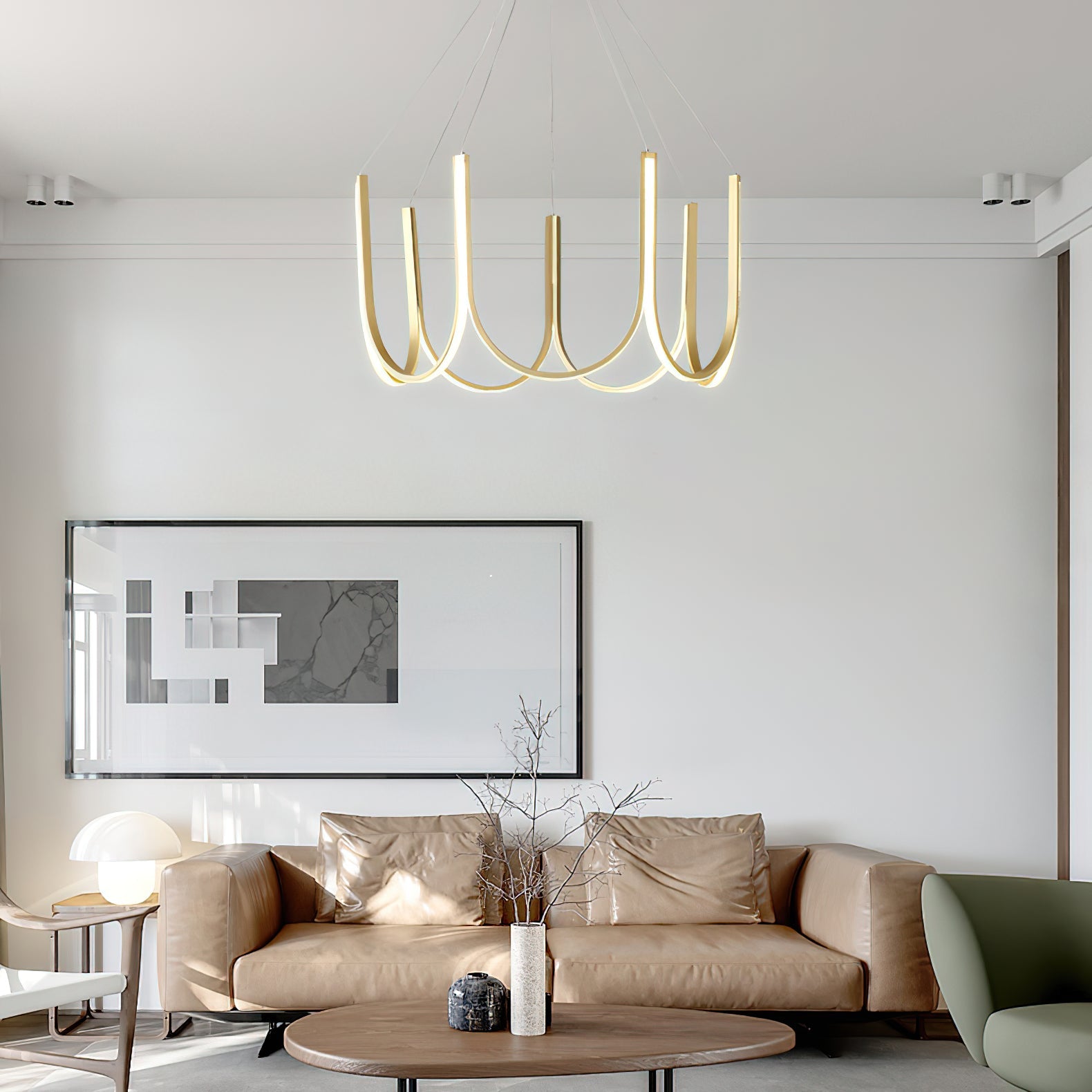 Otheara Modern Minimalist LED Metal Chandelier - Lamp Copper
