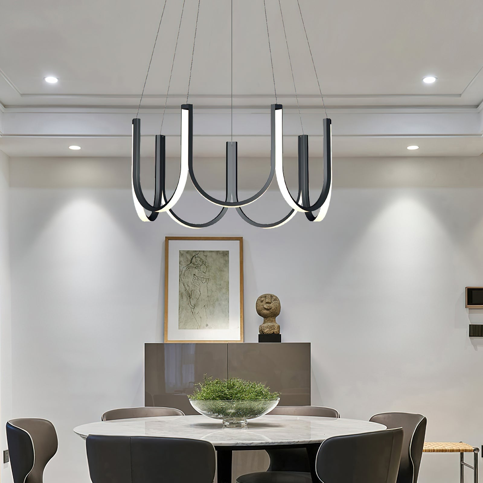 Otheara Modern Minimalist LED Metal Chandelier - Lamp Copper
