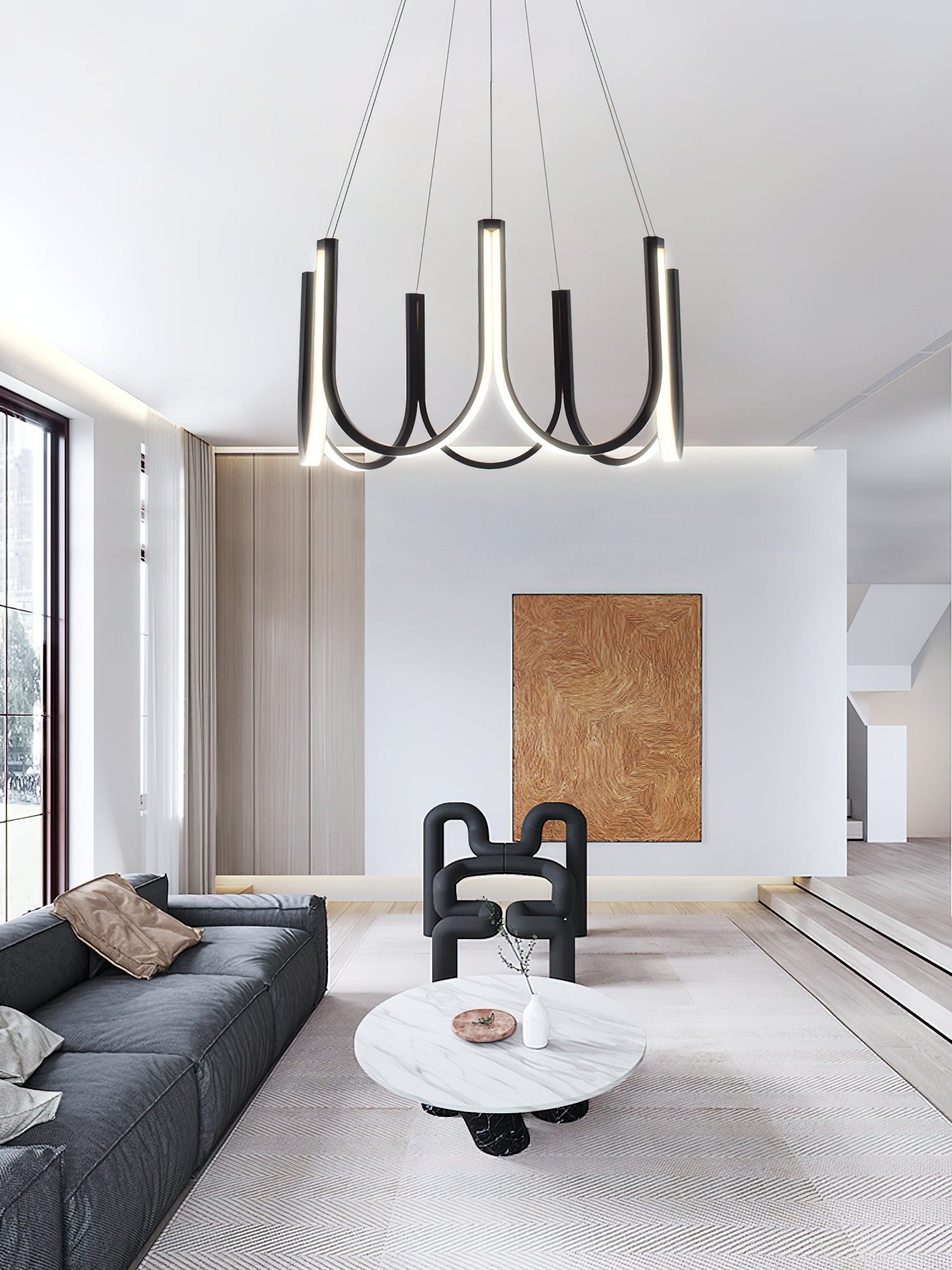 Otheara Modern Minimalist LED Metal Chandelier - Lamp Copper