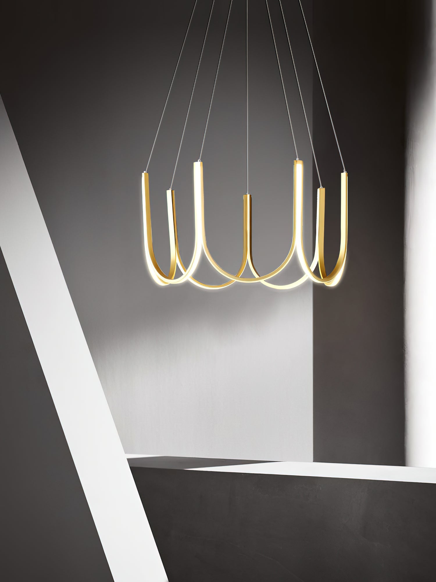 Otheara Modern Minimalist LED Metal Chandelier - Lamp Copper