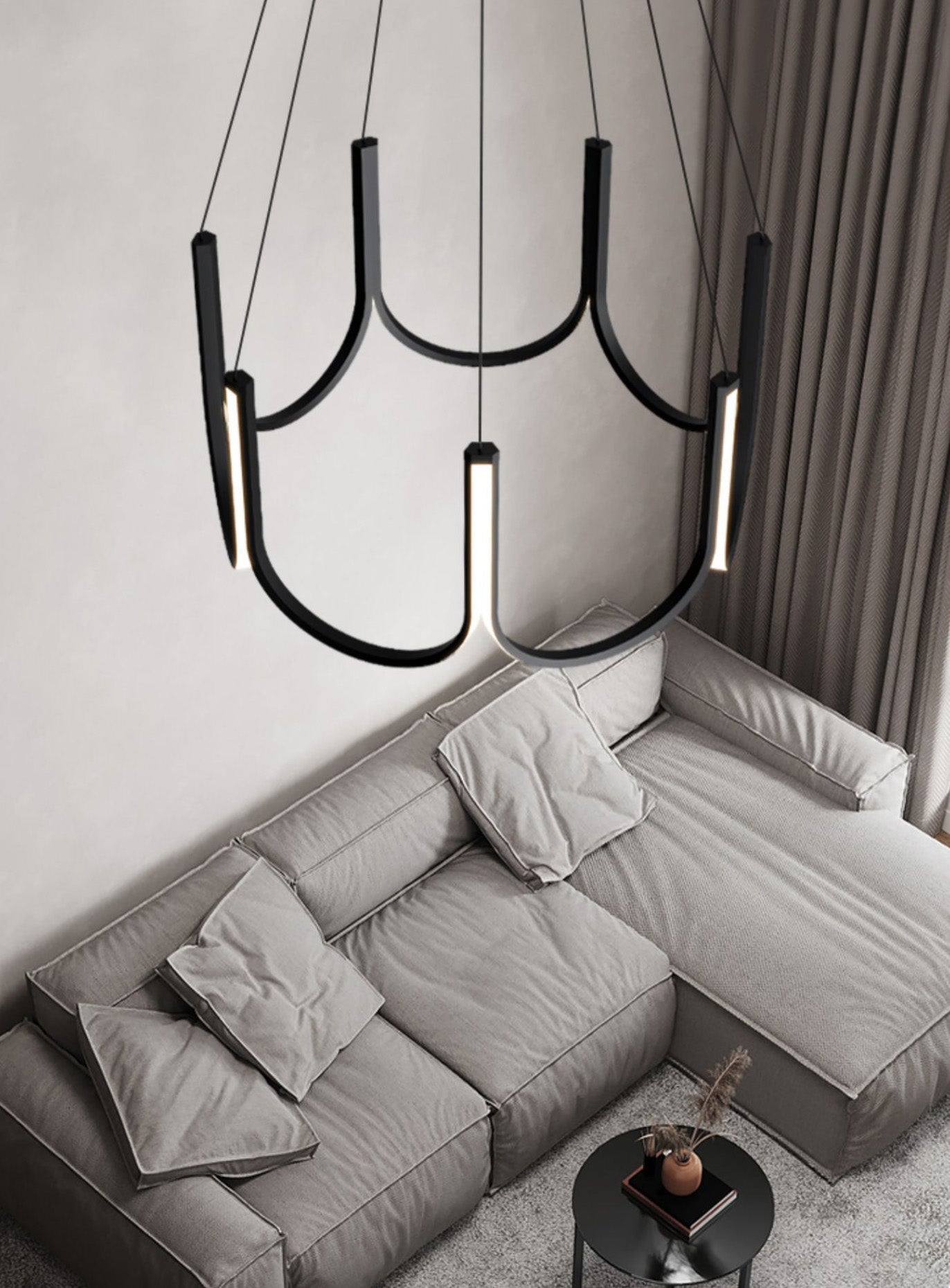 Otheara Modern Minimalist LED Metal Chandelier - Lamp Copper