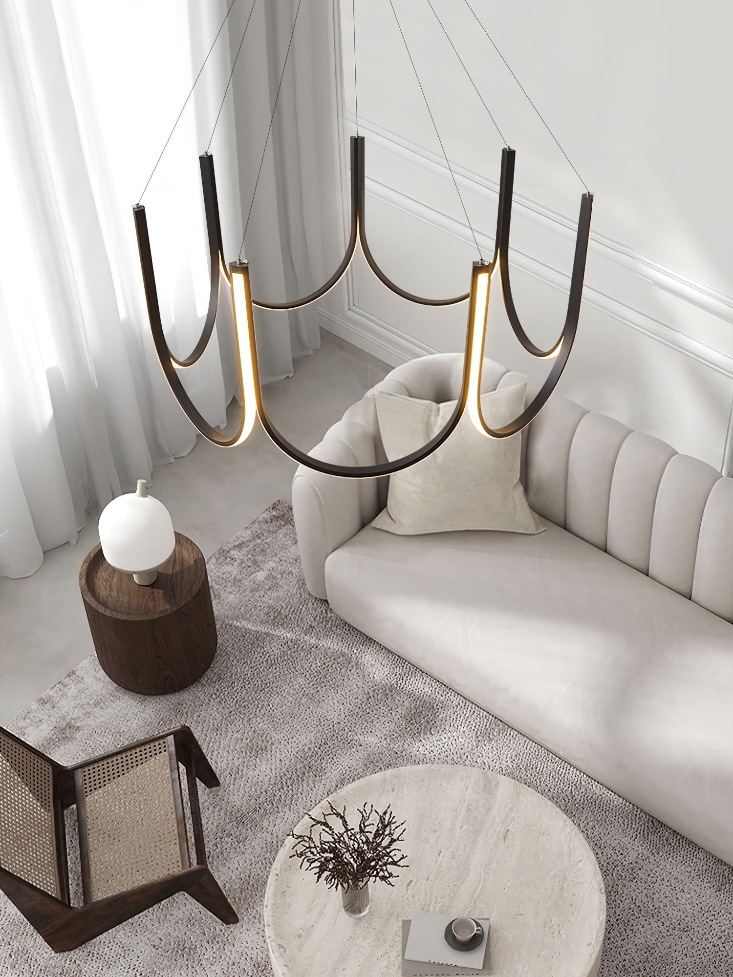 Otheara Modern Minimalist LED Metal Chandelier - Lamp Copper