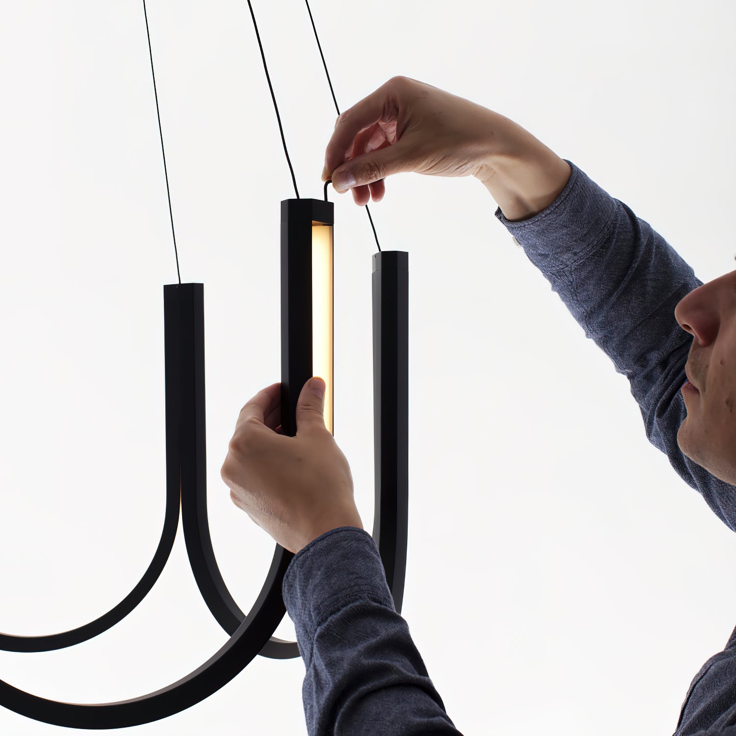 Otheara Modern Minimalist LED Metal Chandelier - Lamp Copper