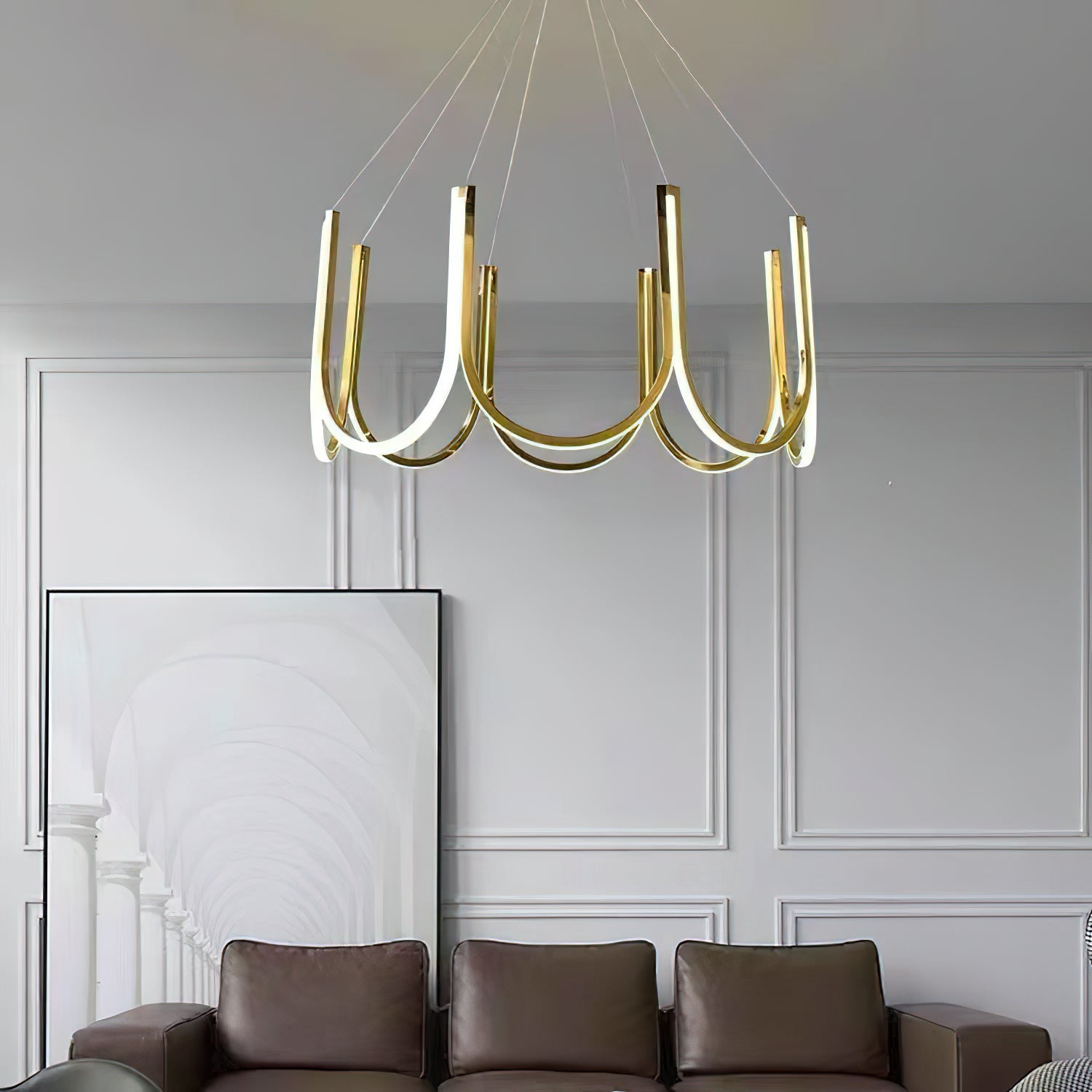 Otheara Modern Minimalist LED Metal Chandelier - Lamp Copper