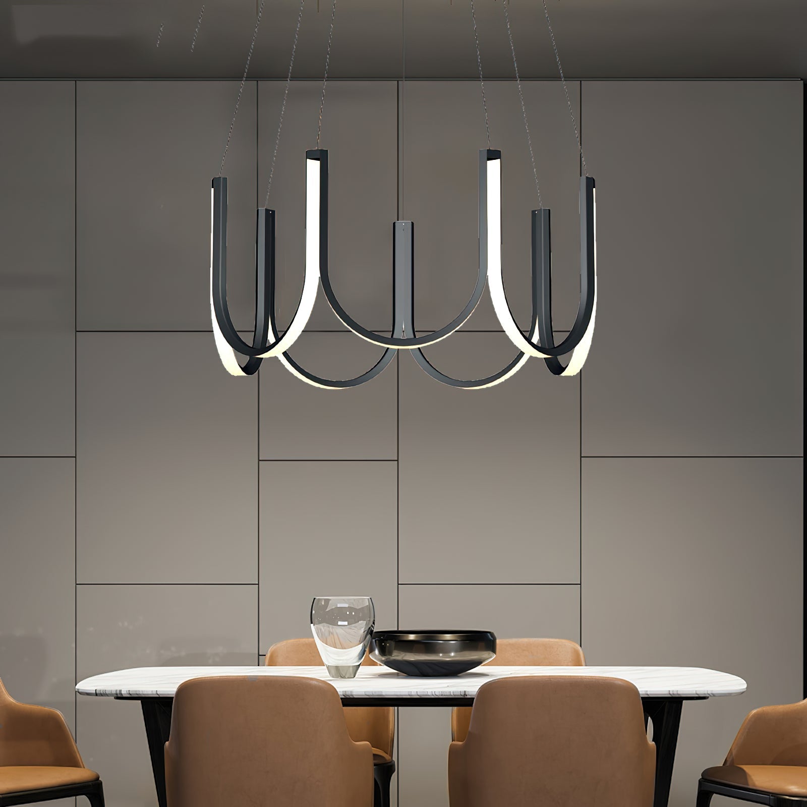 Otheara Modern Minimalist LED Metal Chandelier - Lamp Copper