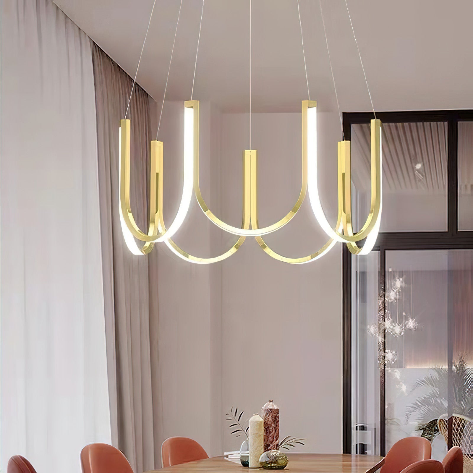 Otheara Modern Minimalist LED Metal Chandelier - Lamp Copper