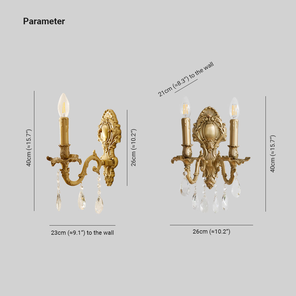Silva Vintage Luxury LED Wall Light Metal Crystal Living Room Hallway - Letslighting