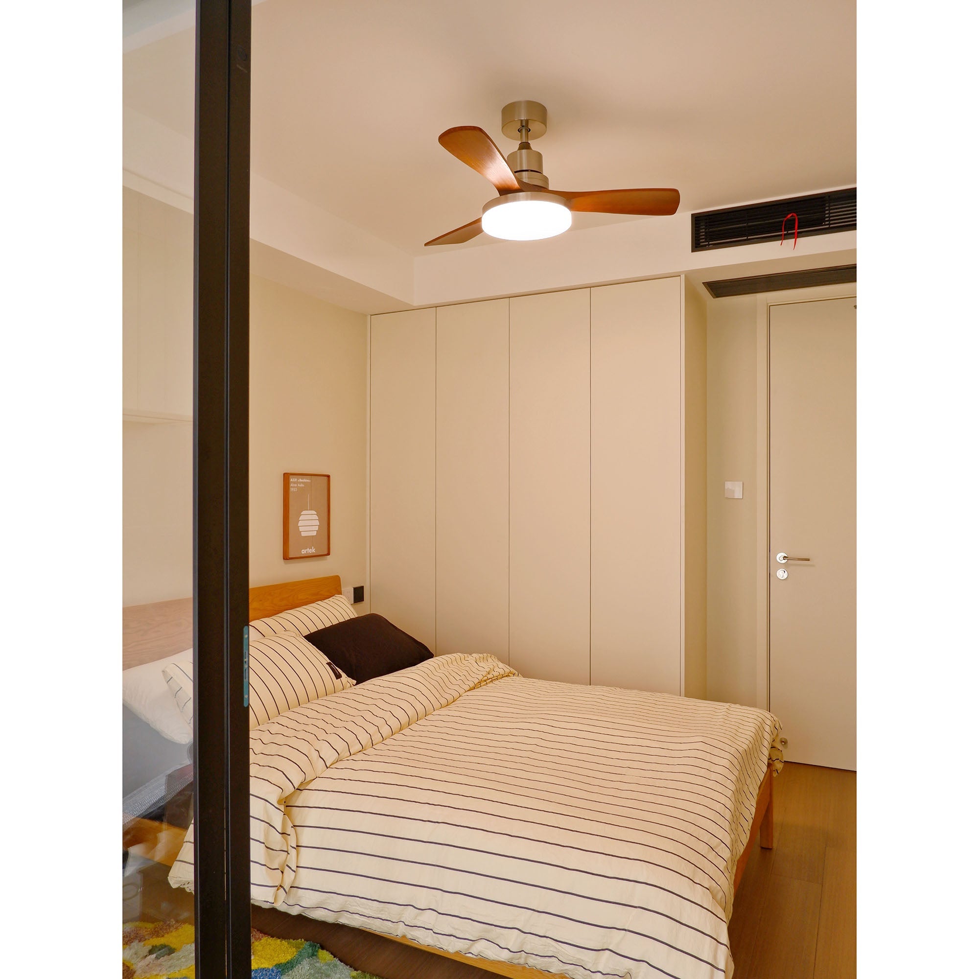 Zesolila Premium Natural Wooden Fan Ceiling Light - Lamp Copper