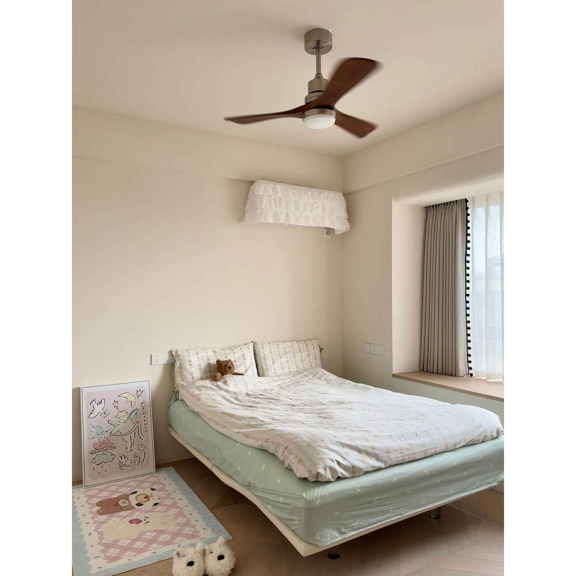 Zesolila Premium Natural Wooden Fan Ceiling Light - Lamp Copper