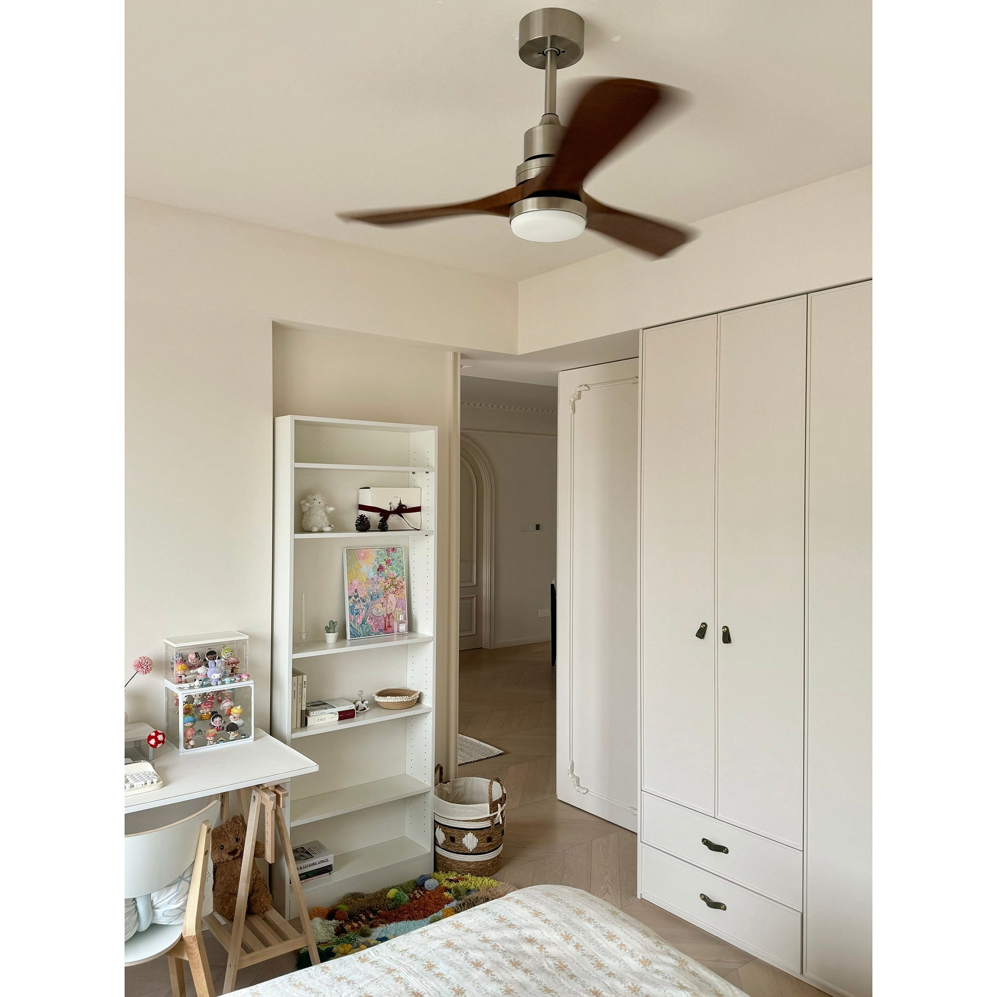 Zesolila Premium Natural Wooden Fan Ceiling Light - Lamp Copper